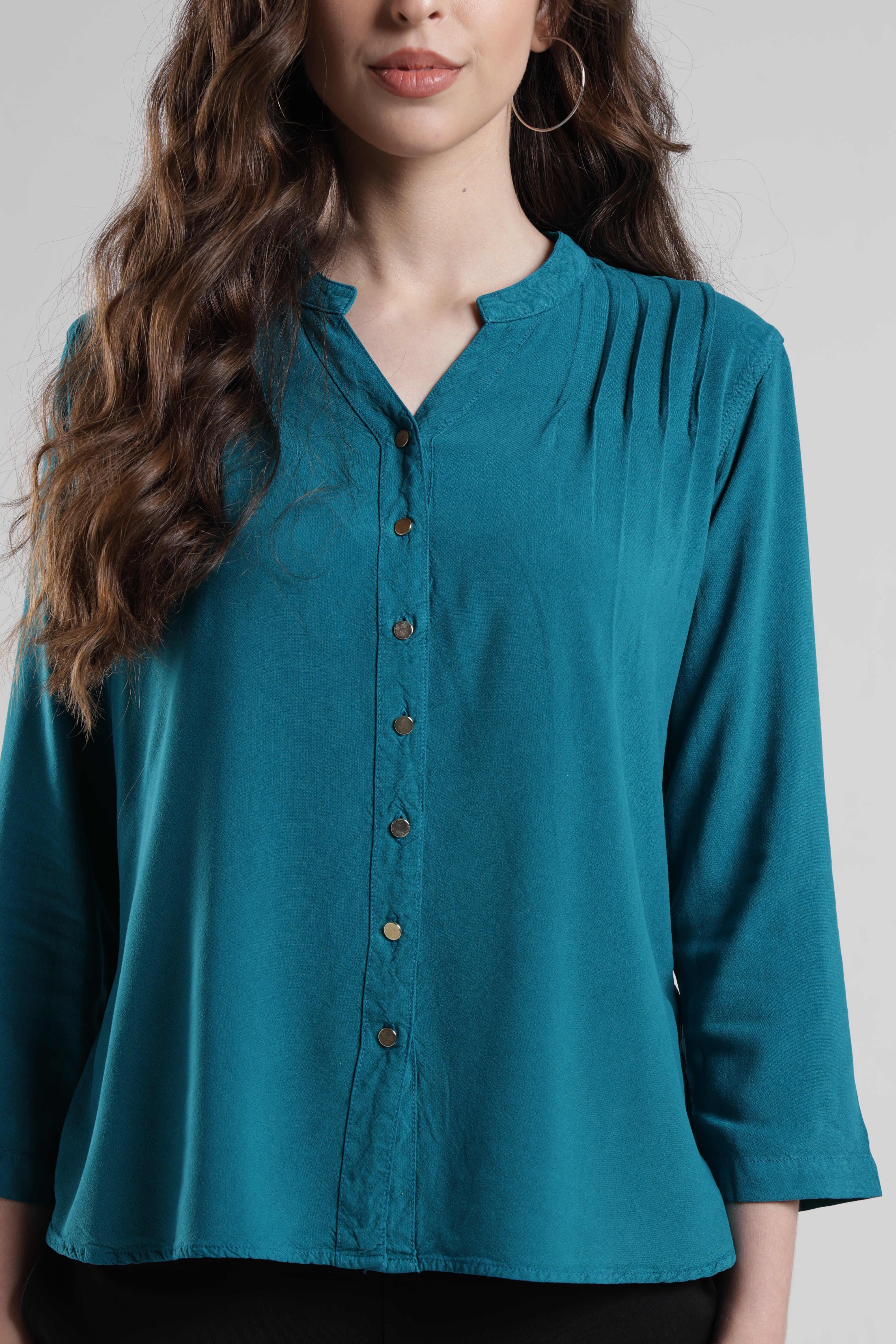Women Solid Viscose Regular Fit Casual Shirt
