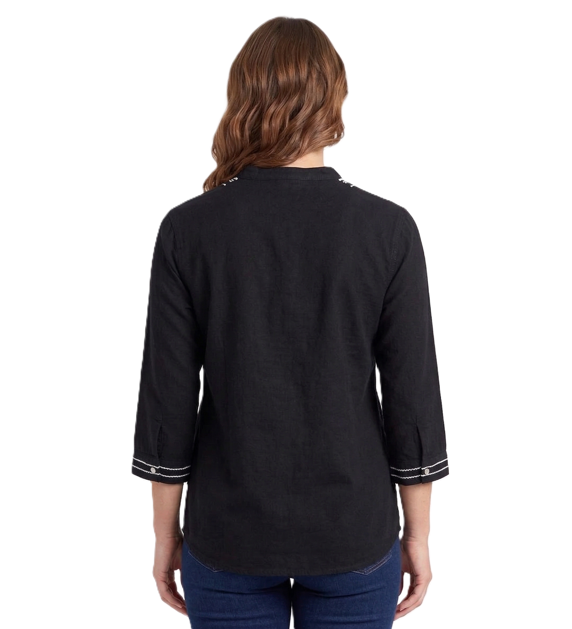 Identiti Women Solid Indo Western Embroidered Tunic - Black.