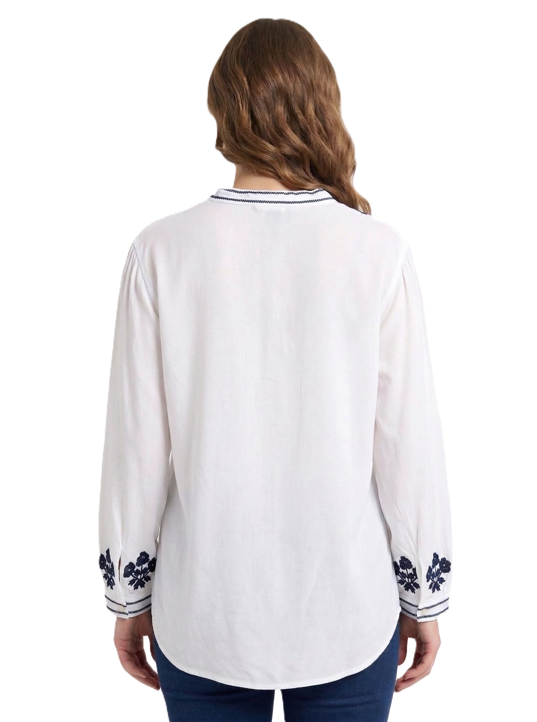 Identiti Women Solid Indo Western Embroidered Tunic - White.