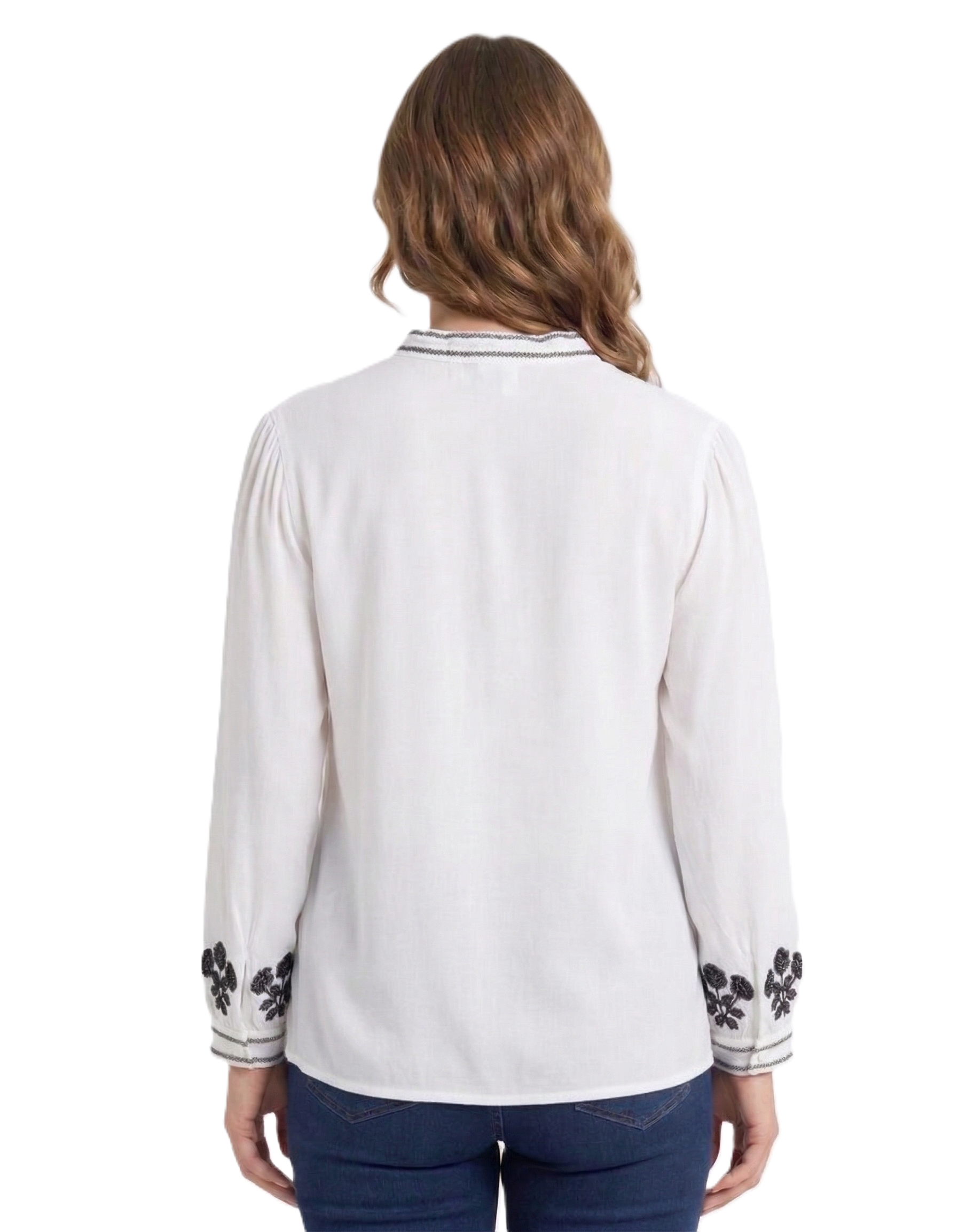 Identiti Women Solid Indo Western Embroidered Tunic - Offwhite.