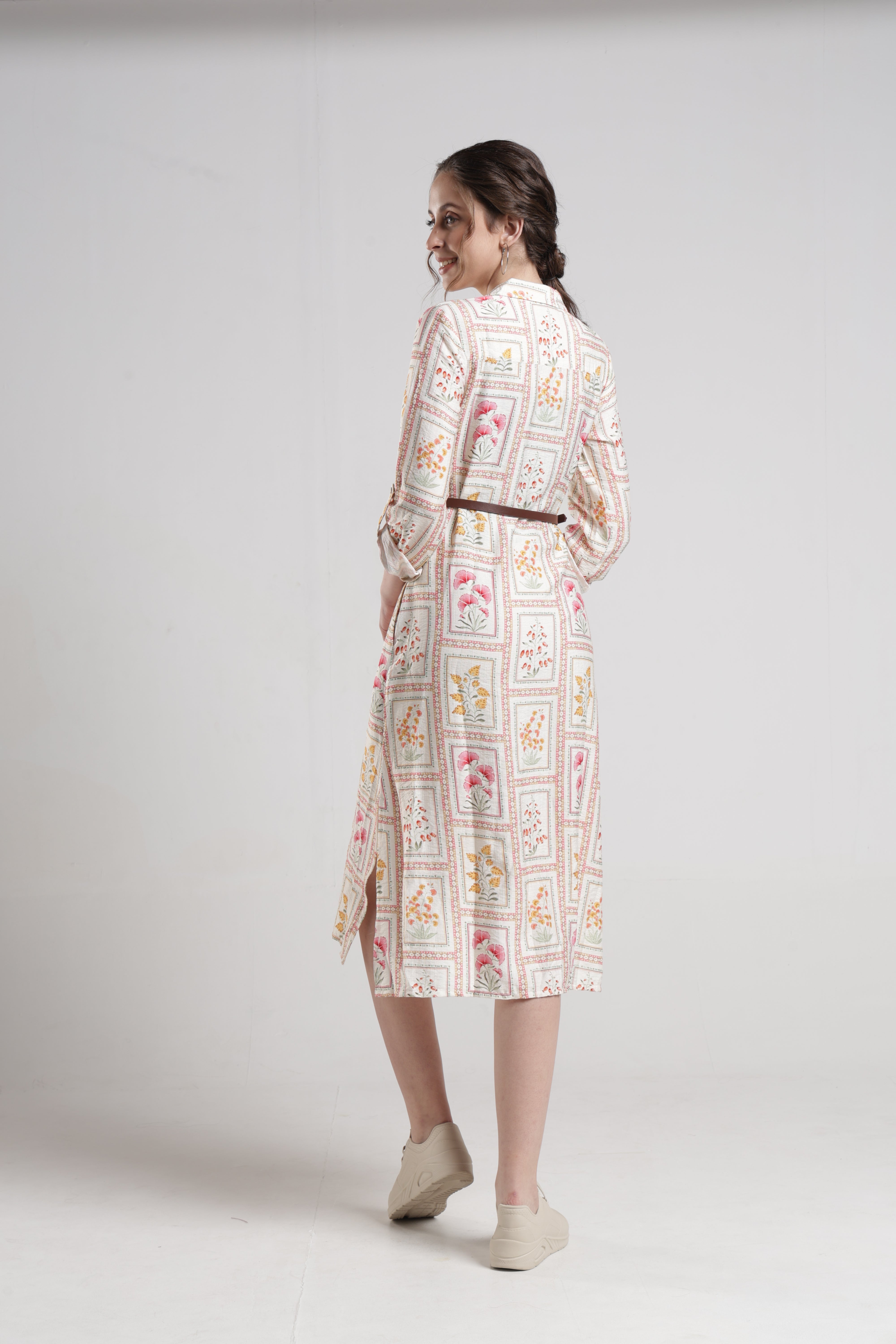 Identiti Women Casual Printed Dress - Cream