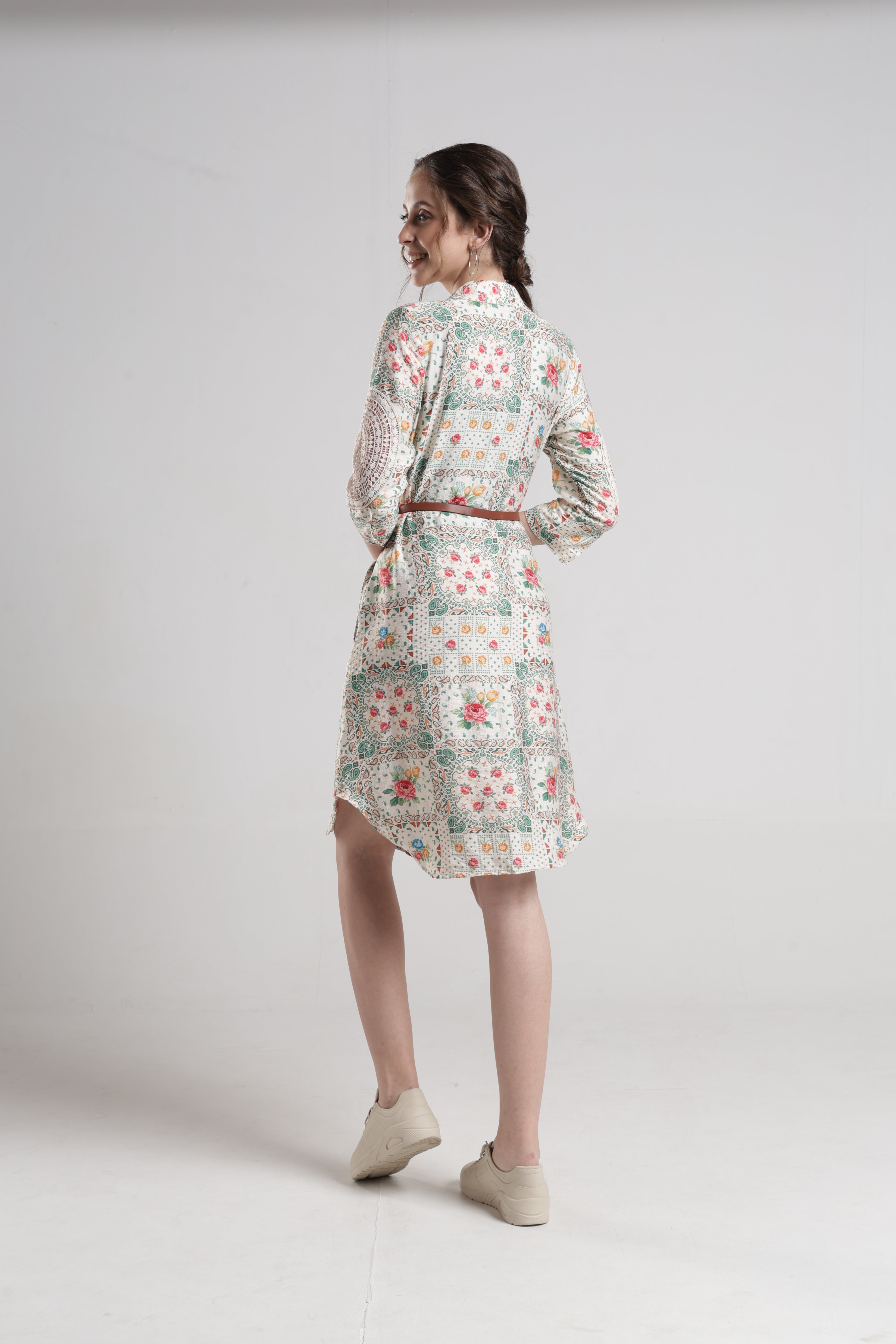 Identiti Women Casual Printed Dress - Cream