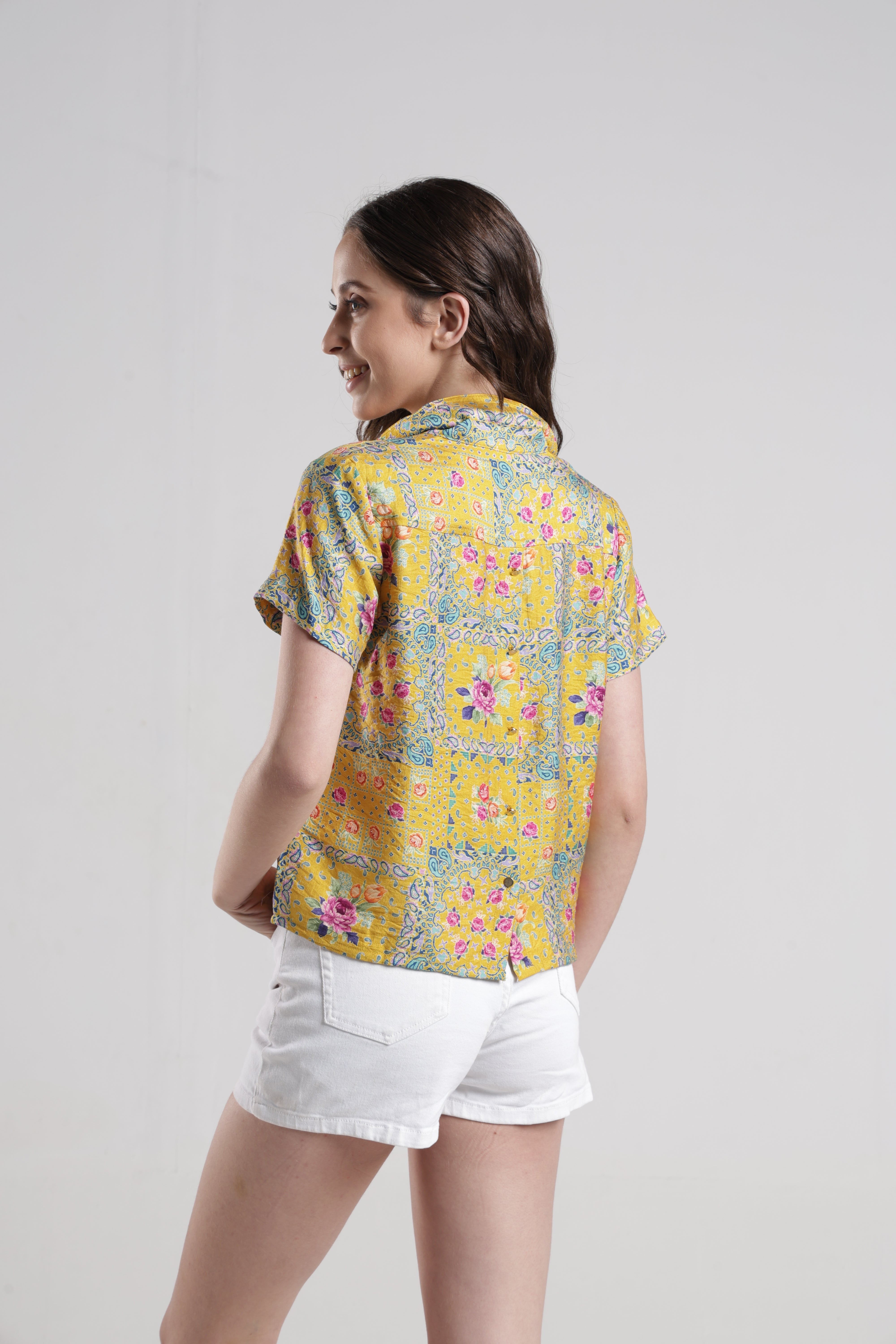 Identiti Women Casual Printed Top - Yellow