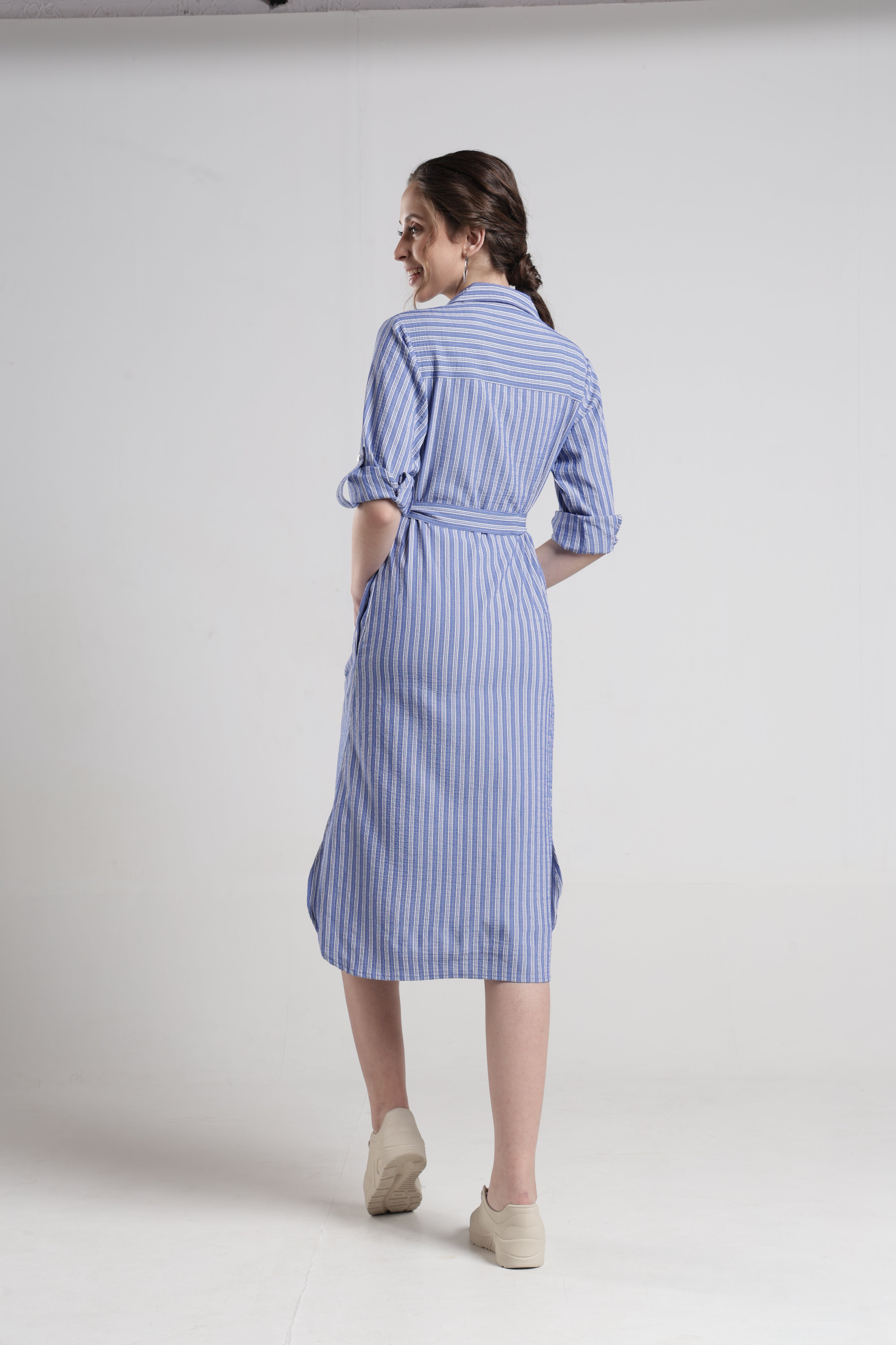 Identiti Women Casual Striped Dress - Blue