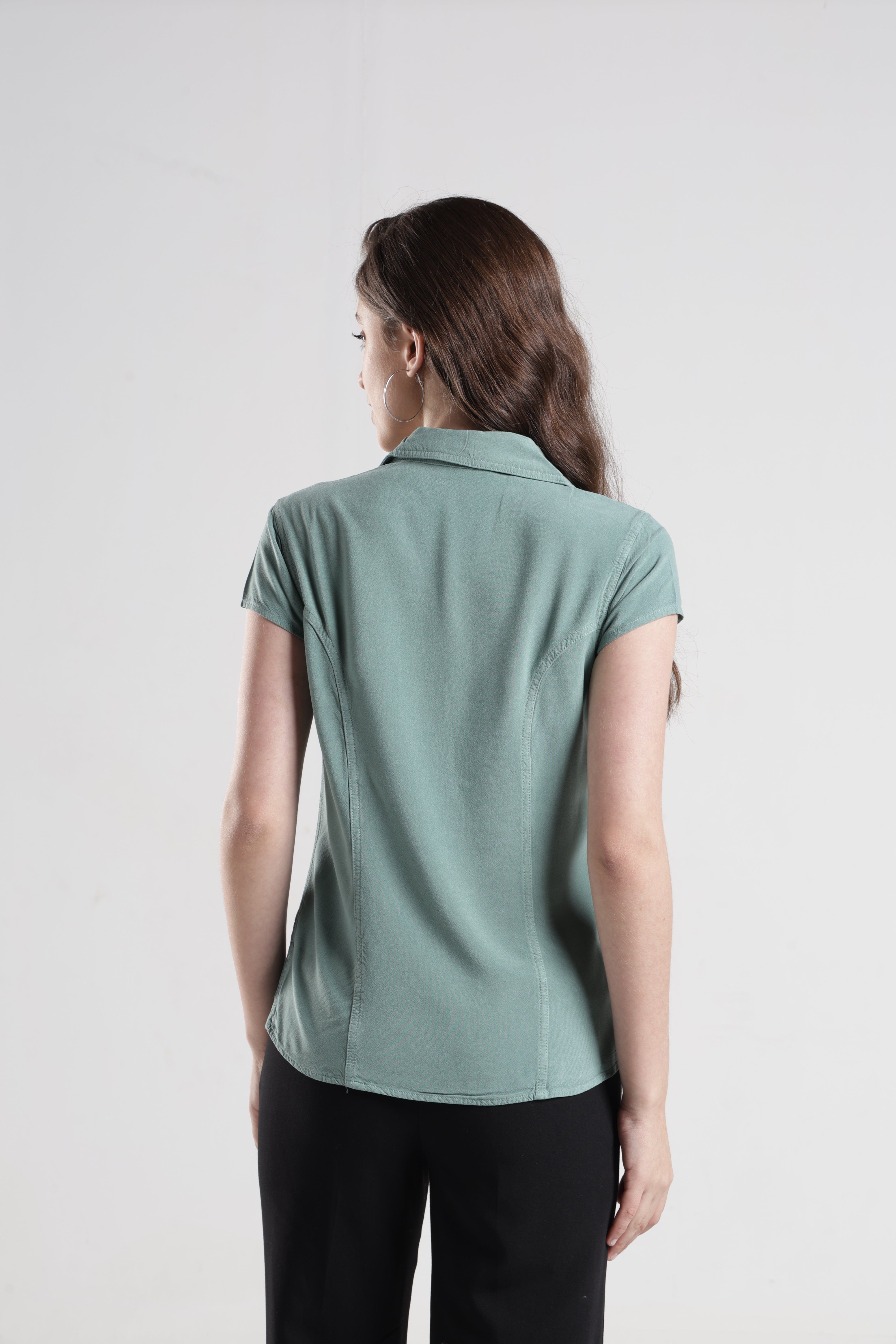 Identiti Women Indo Western Solid Shirt - Mint