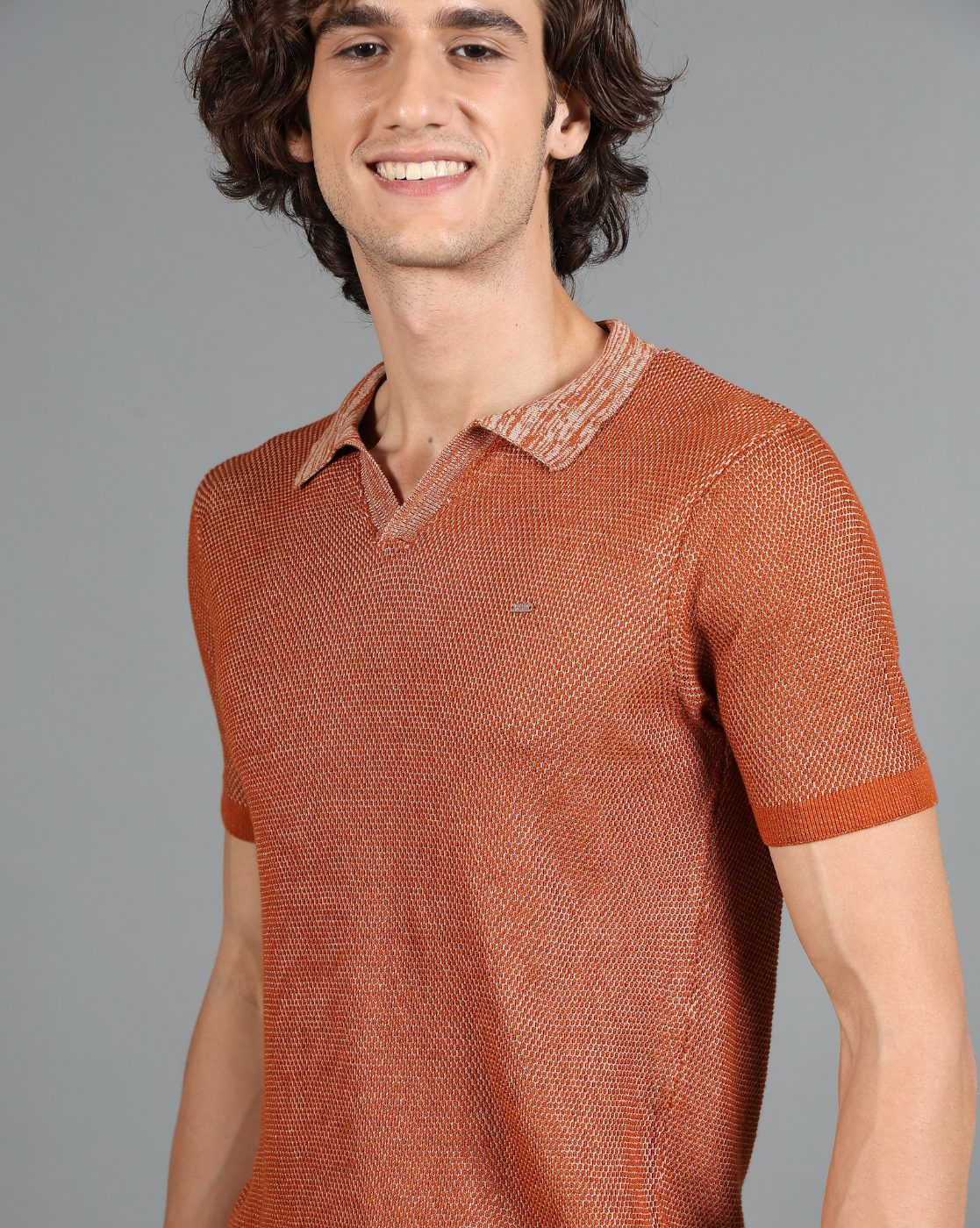 IDENTITI Rust Half Sleeve Solid Slim Fit Cotton Casual Polo T-Shirt For Men