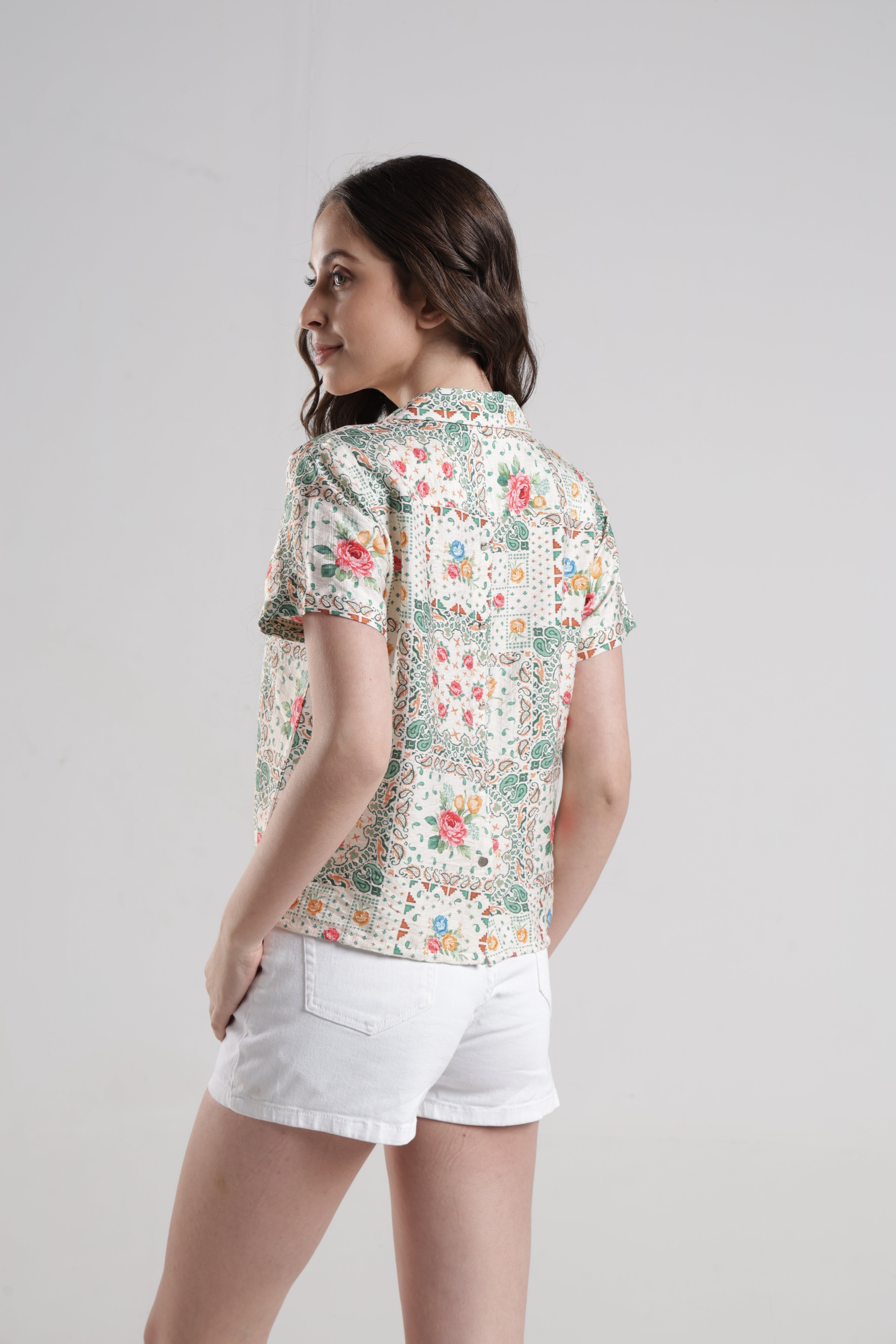 Identiti Women Casual Printed Top - Cream