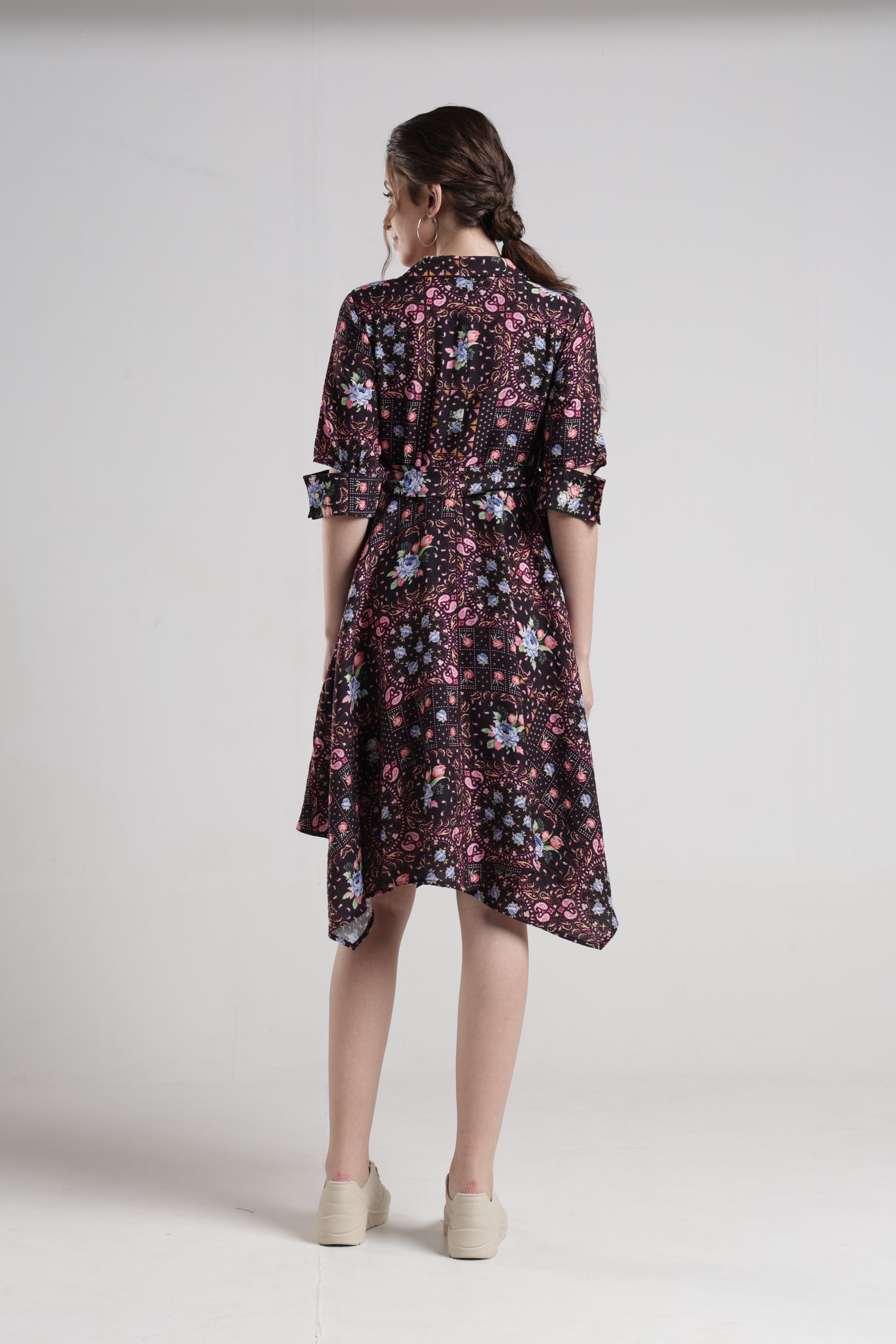 Identiti Women Casual Printed Dress - Black