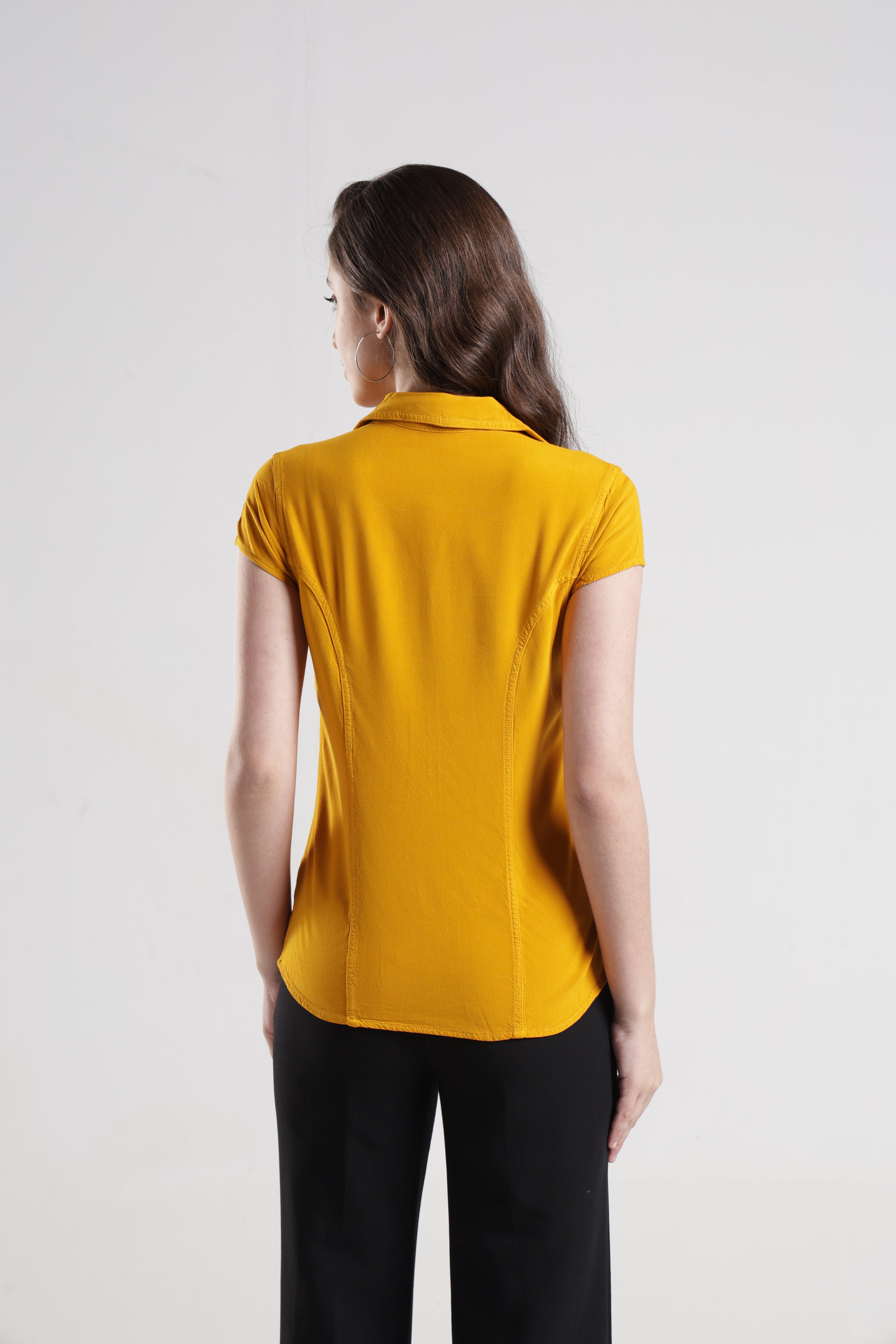 Identiti Women Indo Western Solid Shirt - Mustard