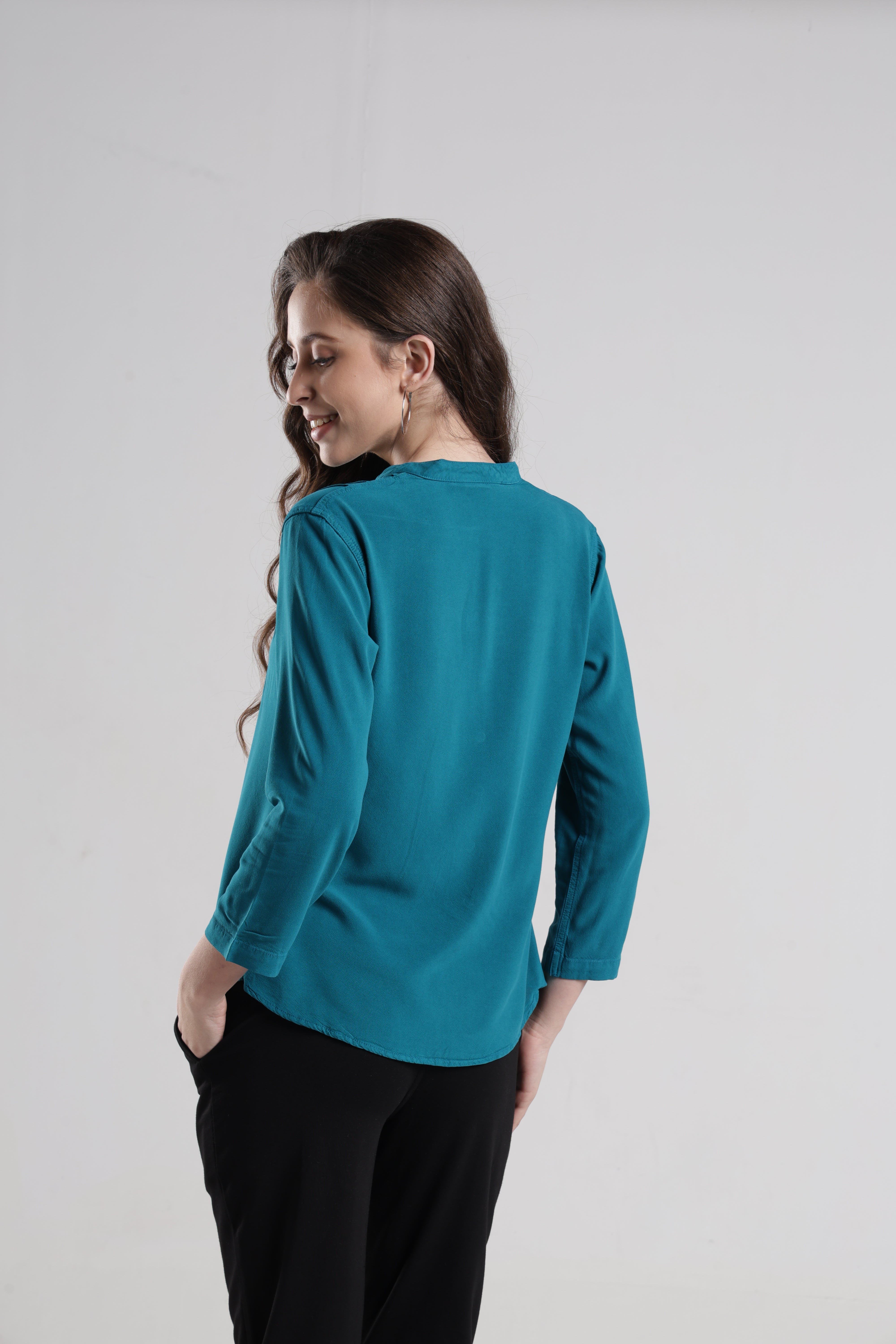 Women Solid Viscose Regular Fit Casual Shirt