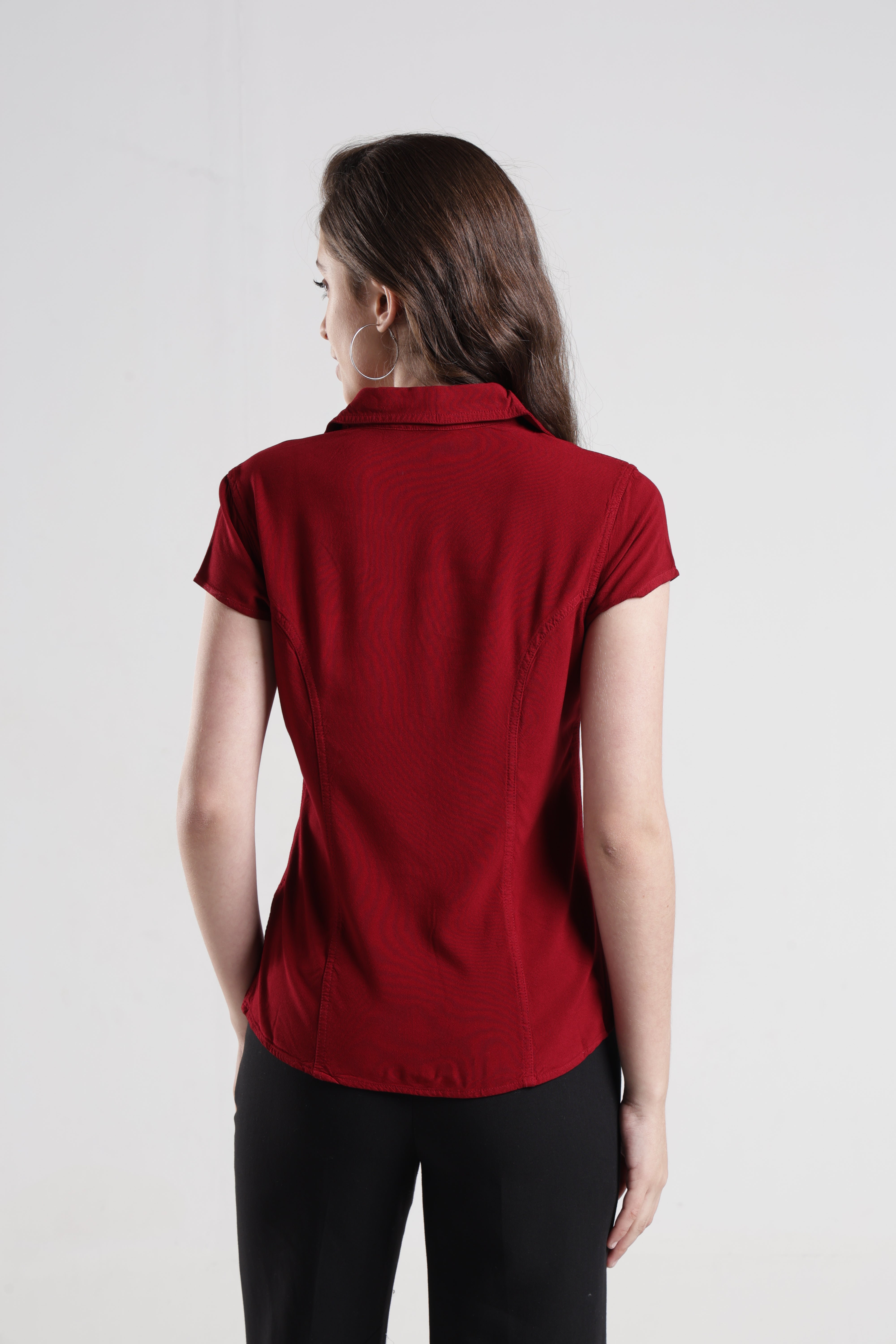 Identiti Women Indo Western Solid Shirt - Maroon