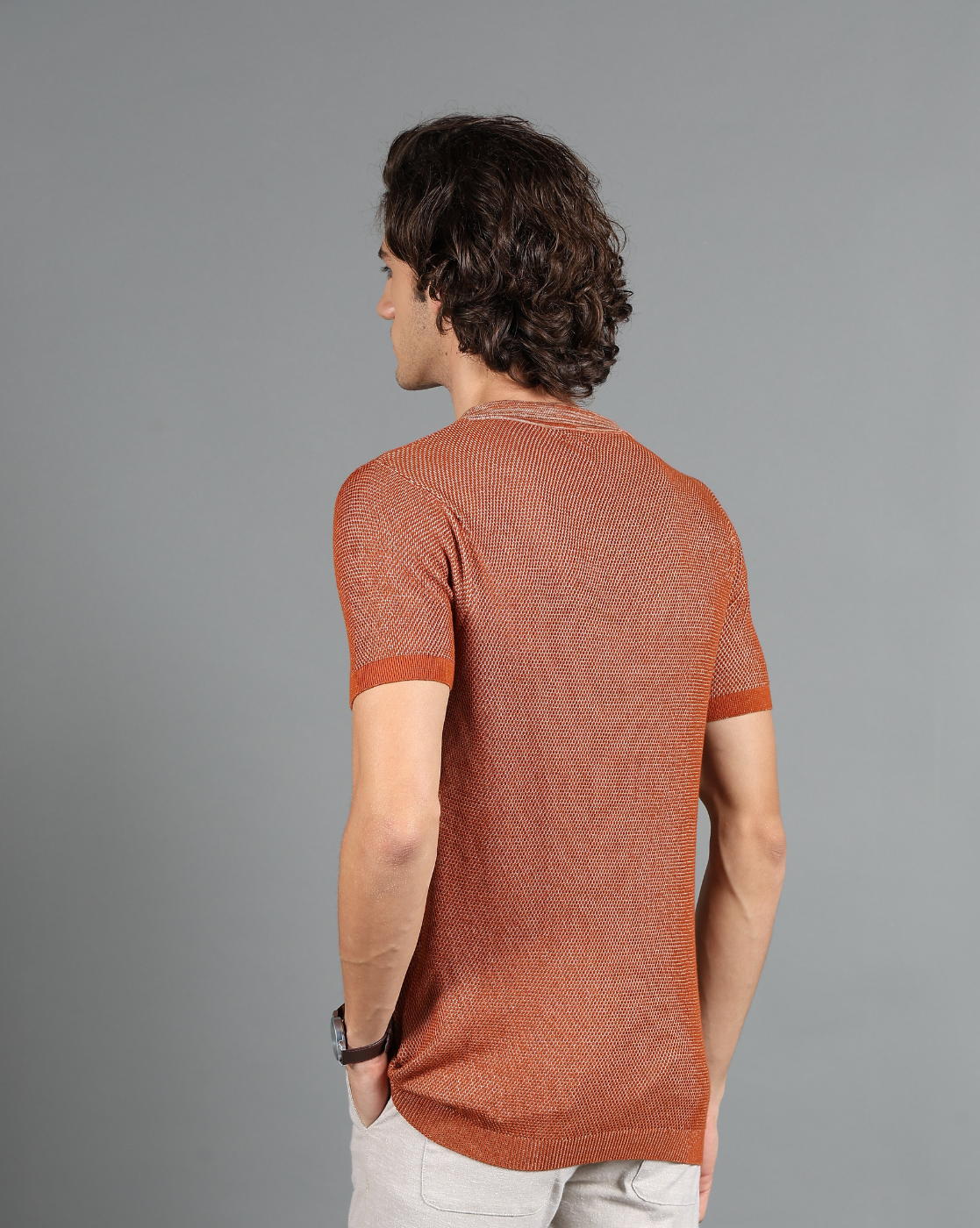 IDENTITI Rust Half Sleeve Solid Slim Fit Cotton Casual Polo T-Shirt For Men