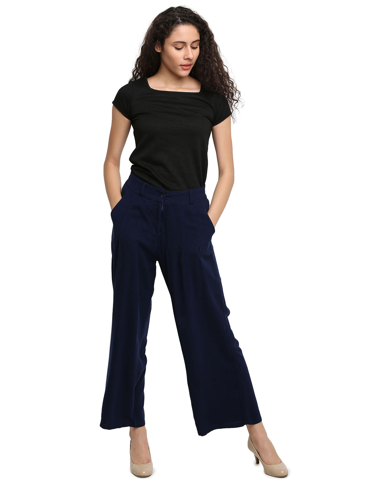 Women Solid Cropped Length Palazzo