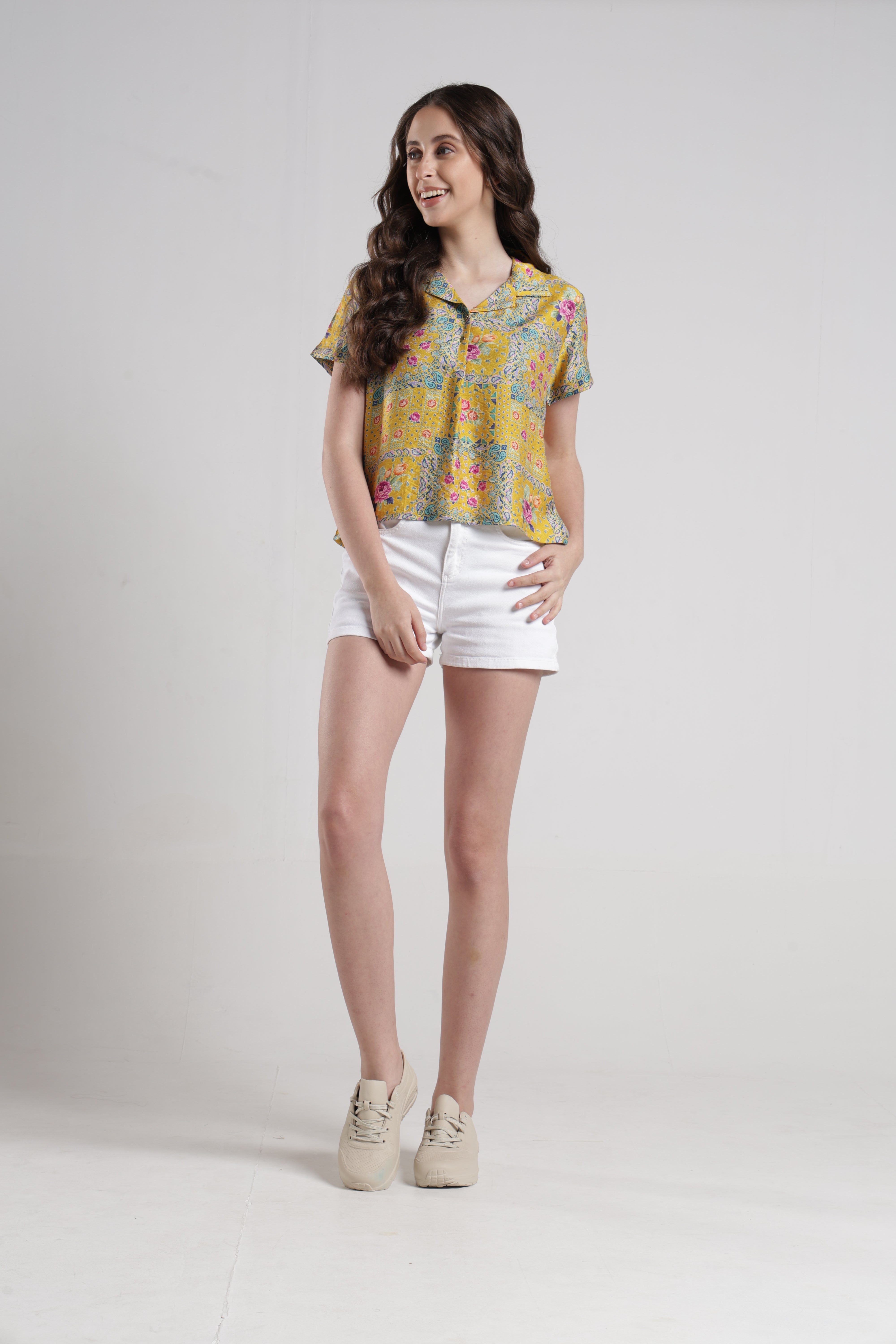 Identiti Women Casual Printed Top - Yellow