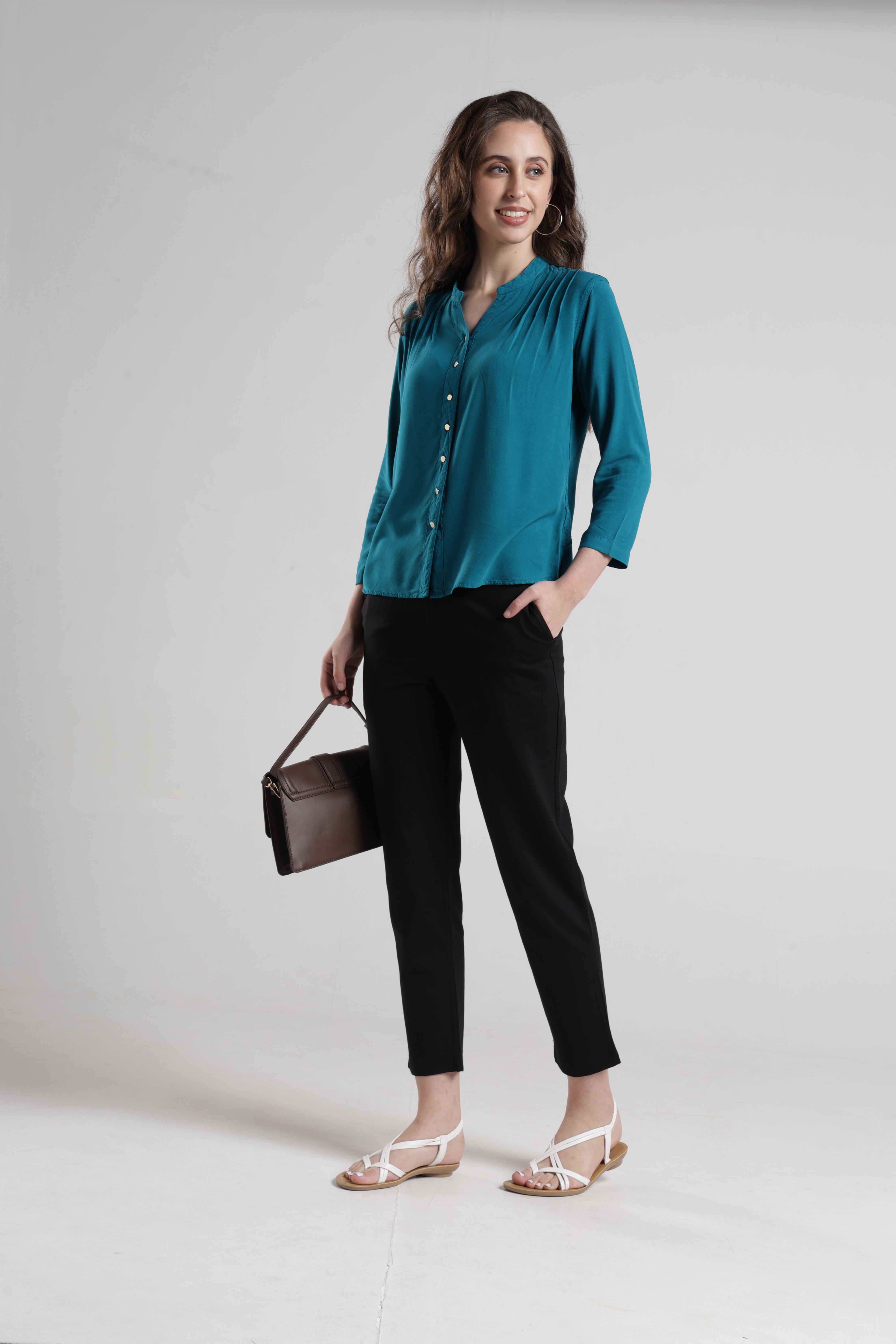 Women Solid Viscose Regular Fit Casual Shirt