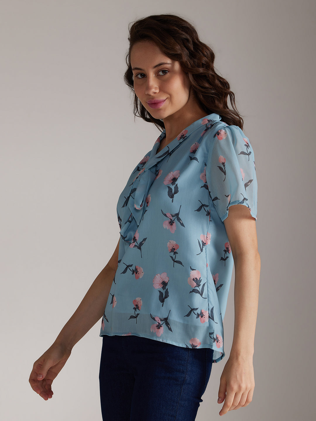 Identiti Women Printed Casual Top - Blue.