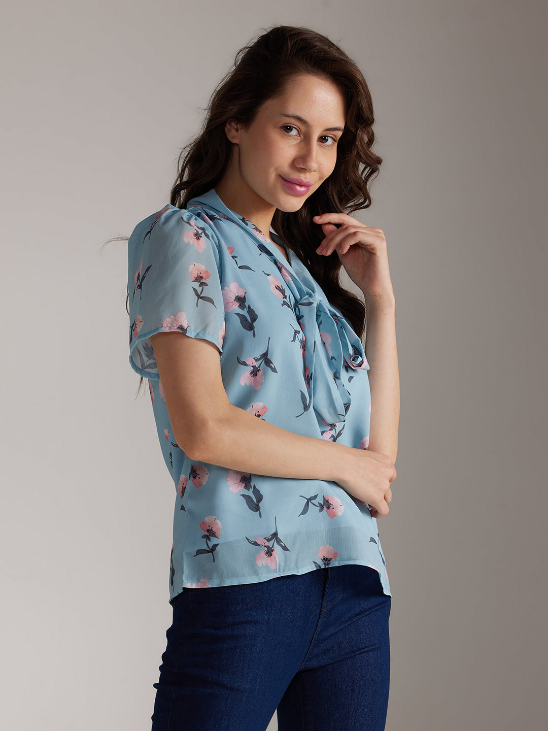 Identiti Women Printed Casual Top - Blue.