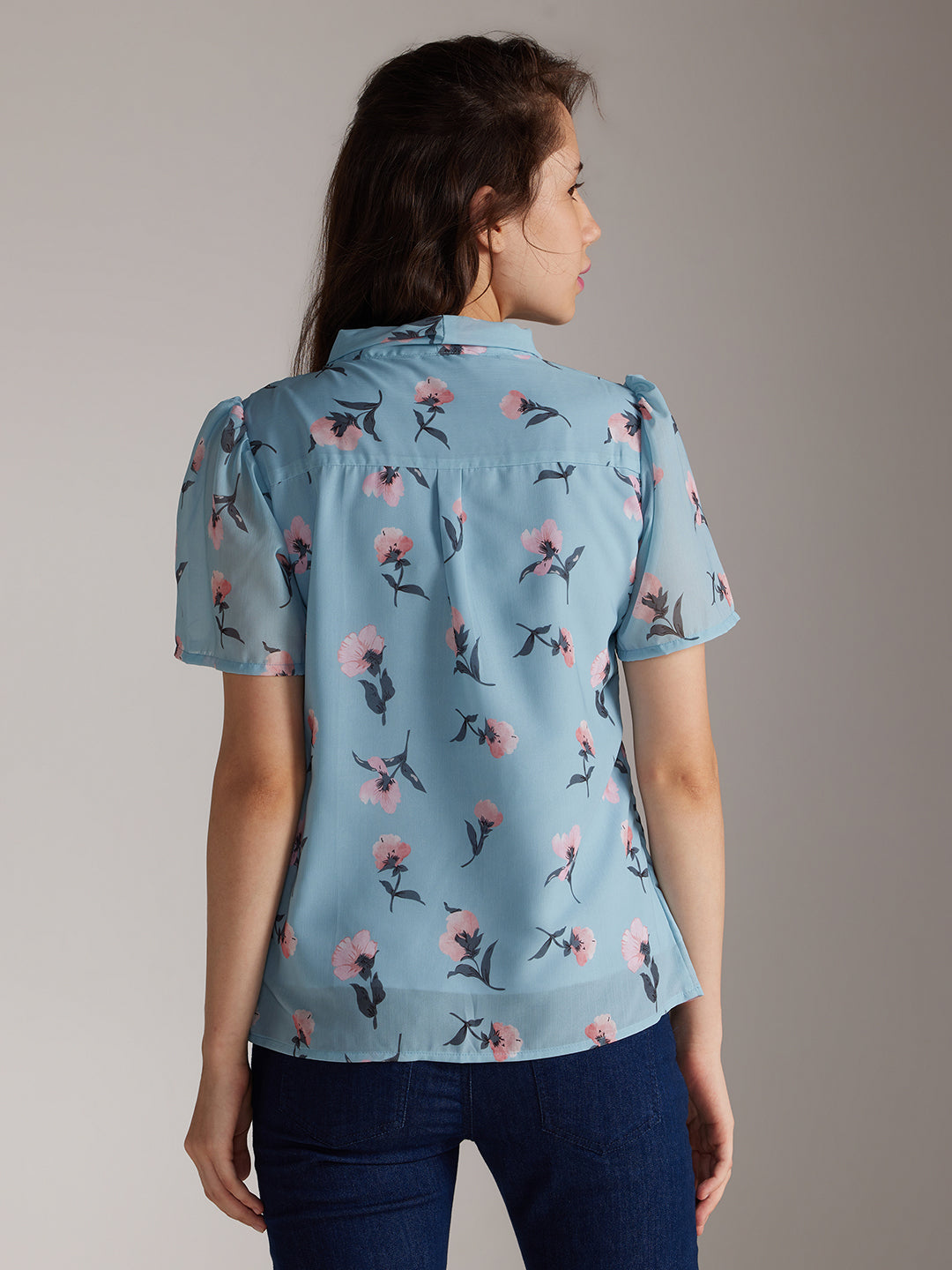 Identiti Women Printed Casual Top - Blue.