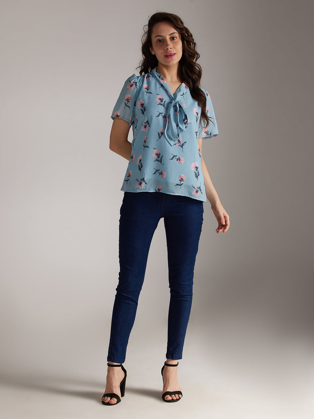 Identiti Women Printed Casual Top - Blue.