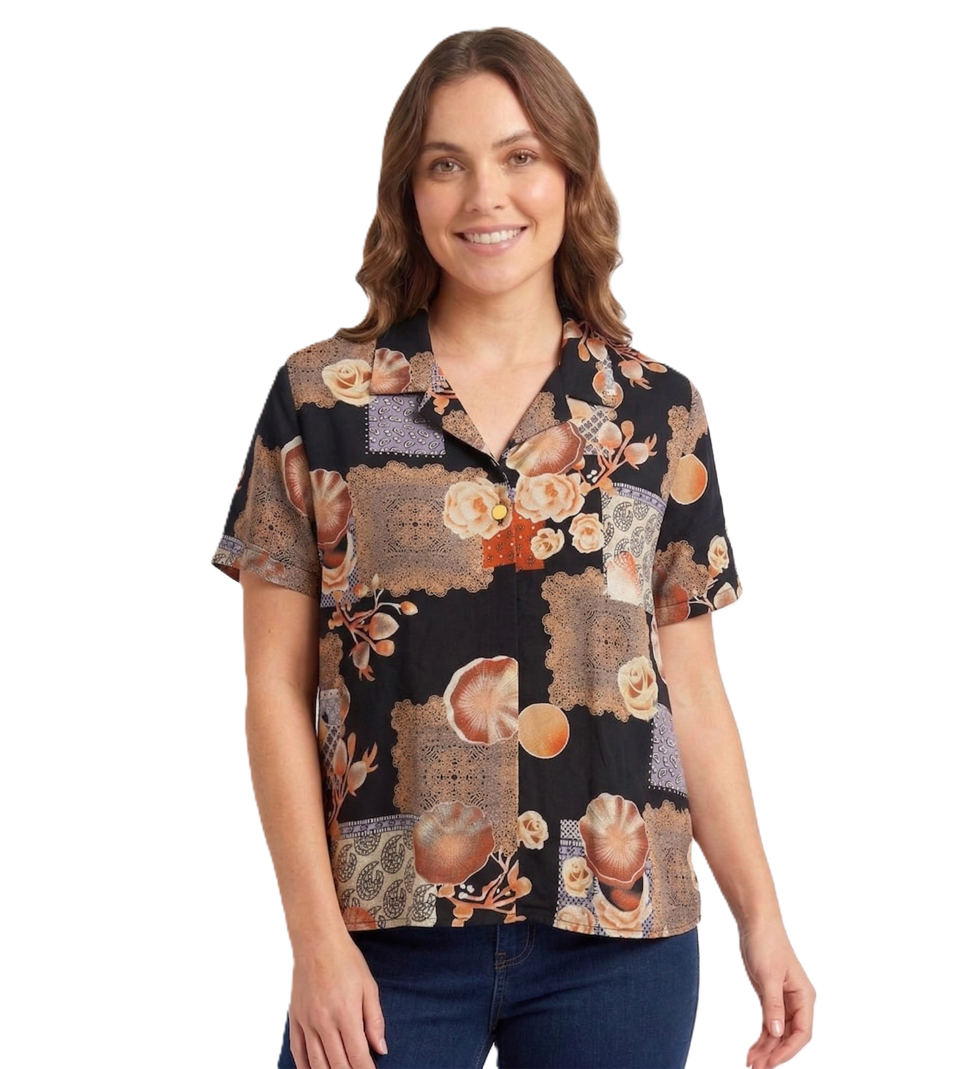 Identiti Women Printed Casual Top - Brown.
