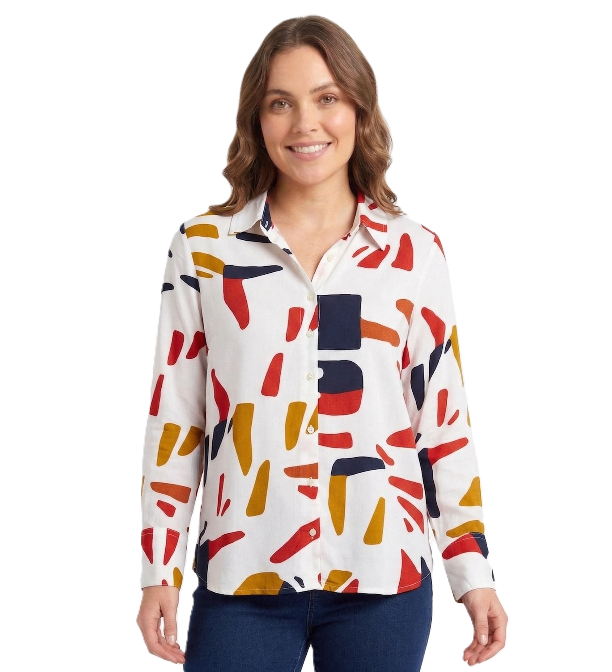 Identiti Women Printed Casual Shirt - Offwhite.