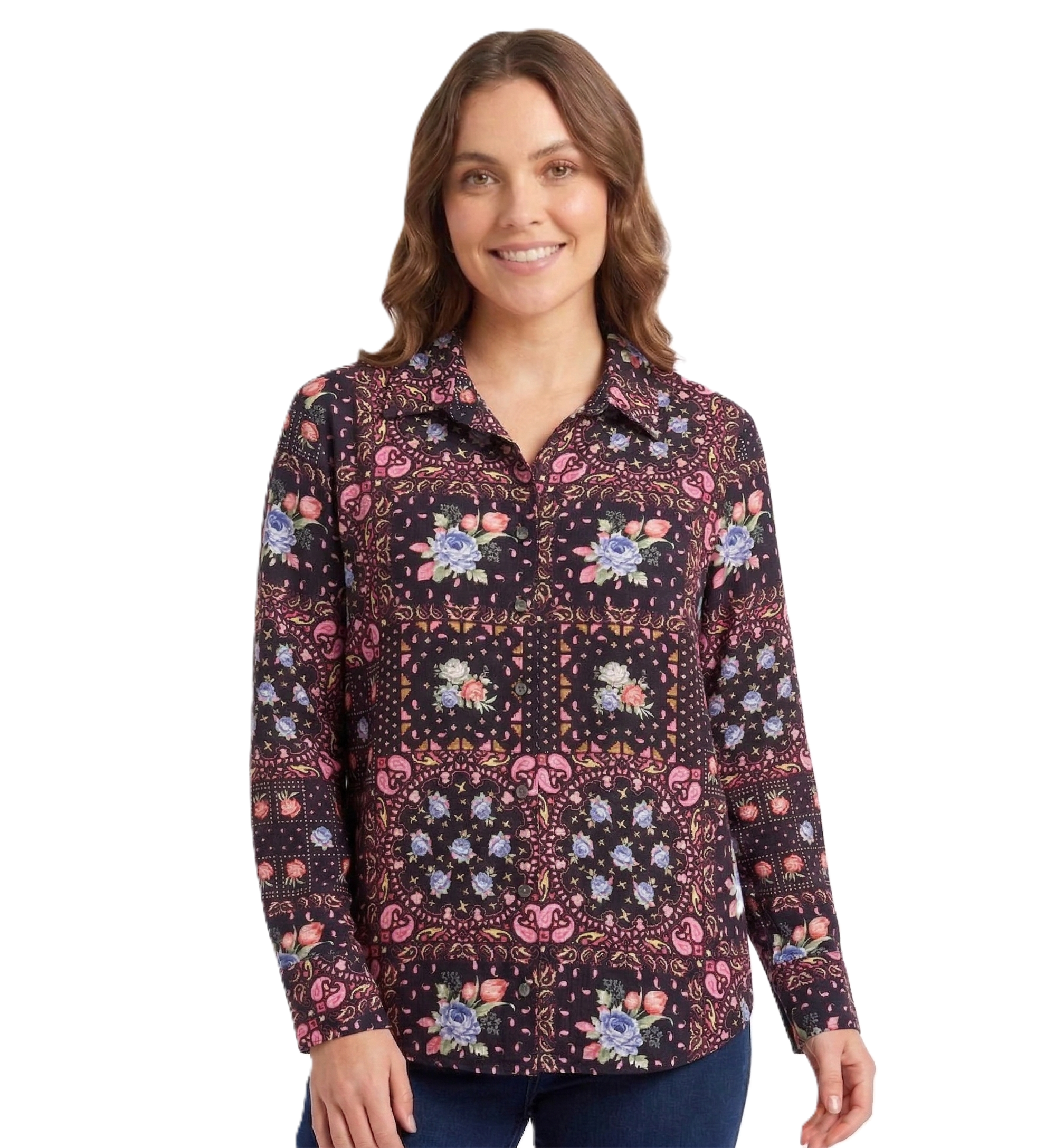 Identiti Women Printed Casual Shirt - Black.