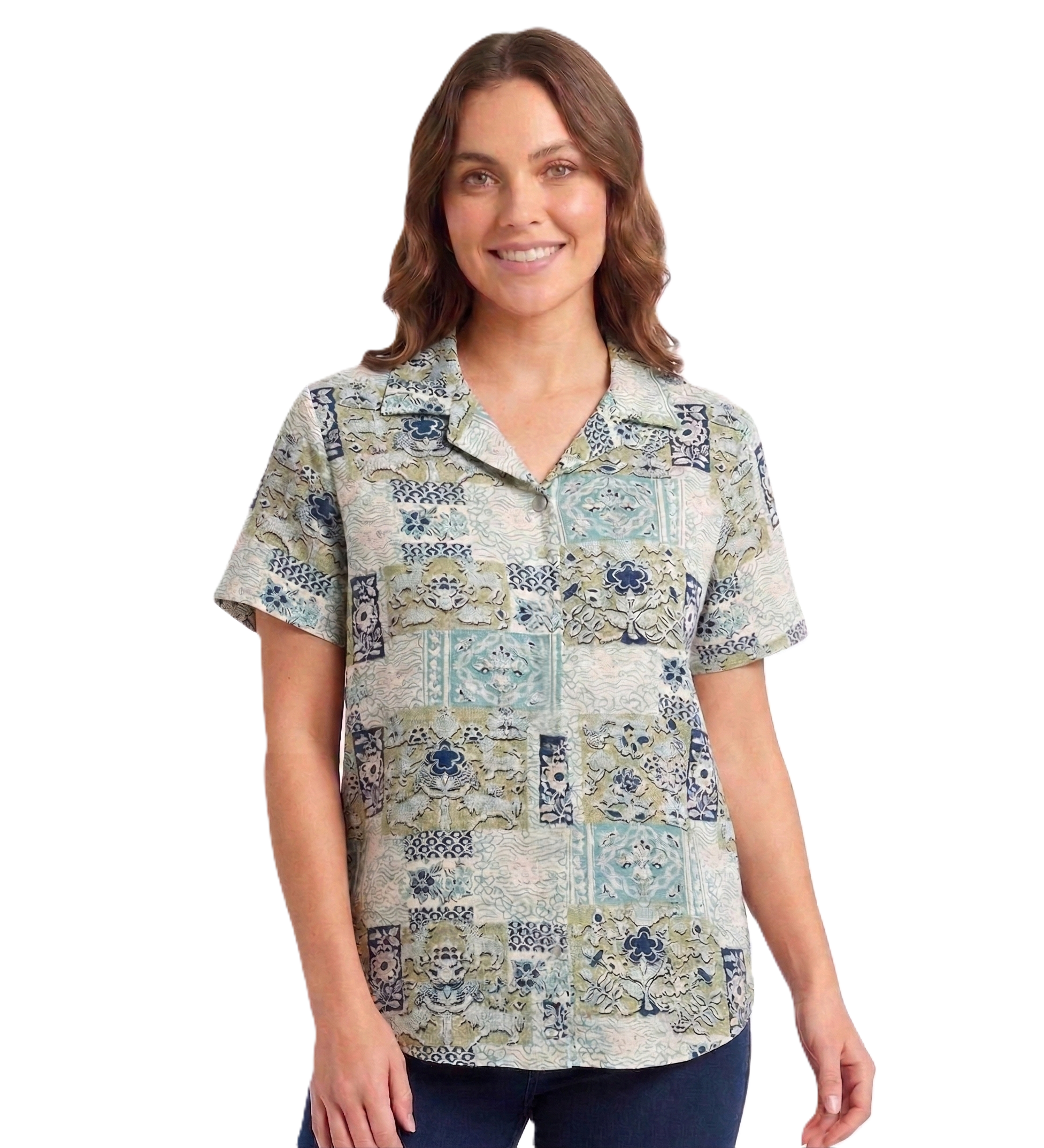 Identiti Women Printed Casual Top - Turquoise.
