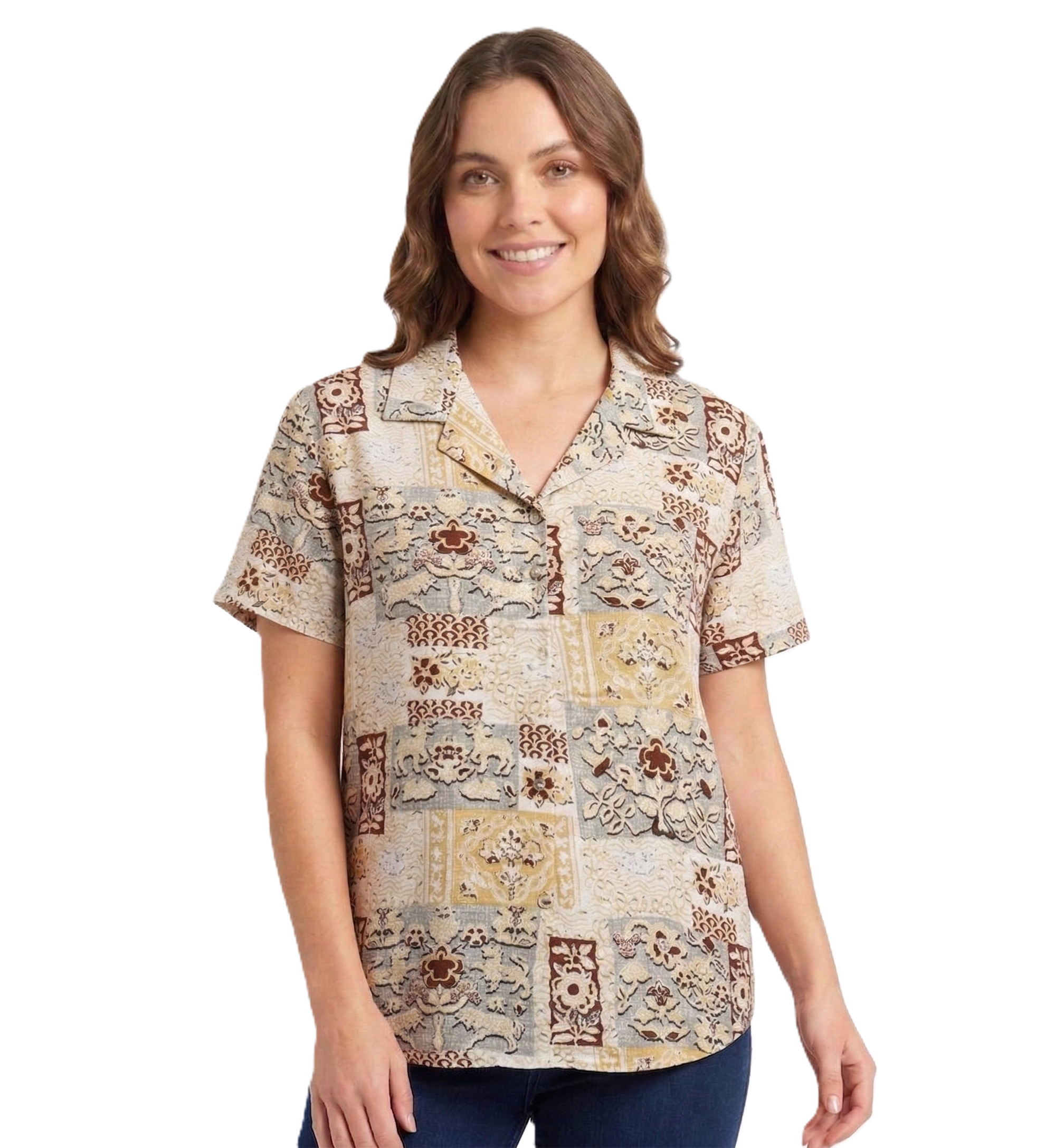 Identiti Women Printed Casual Top - Brown.