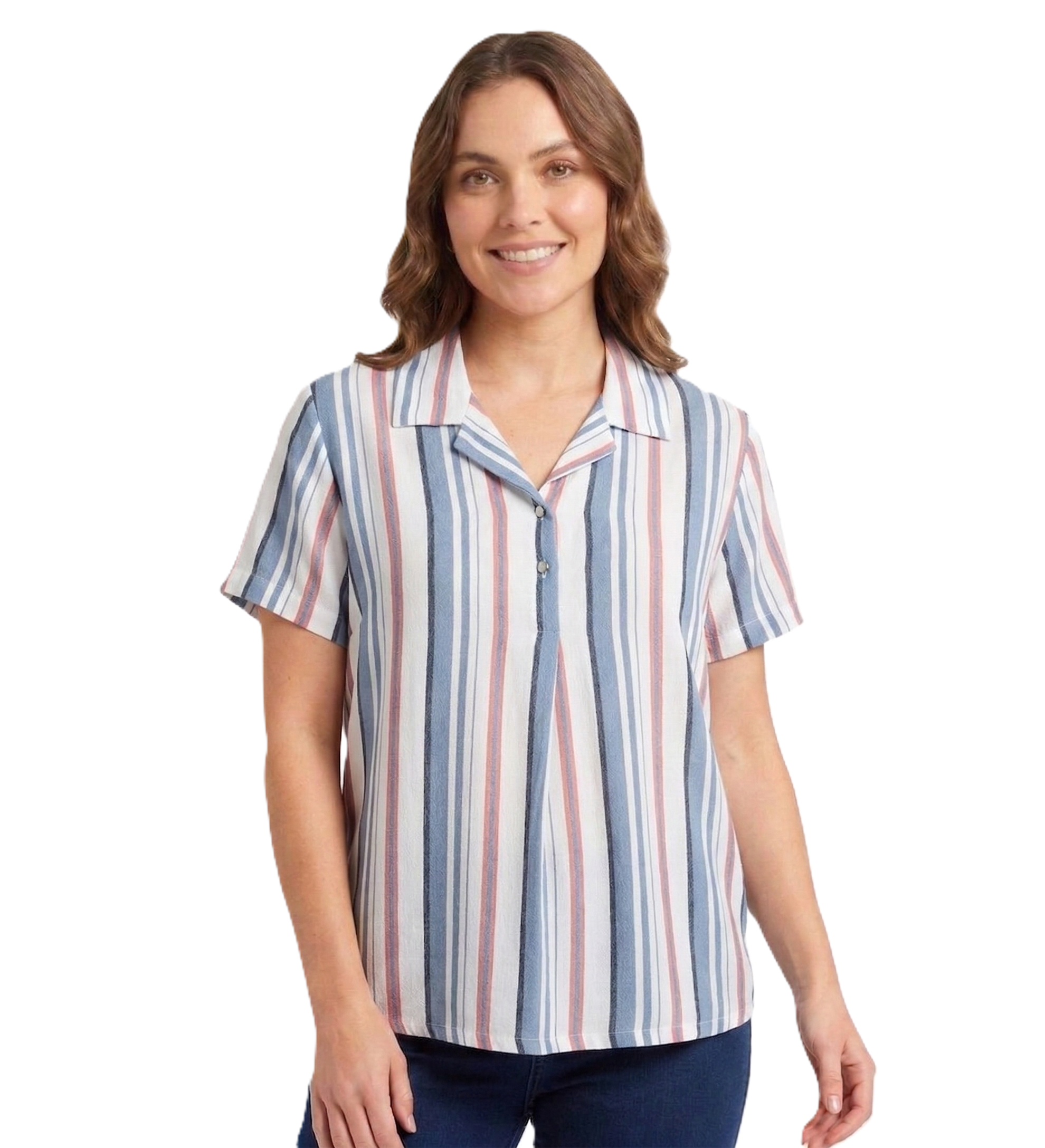 Identiti Women Striped Casual Top - White.