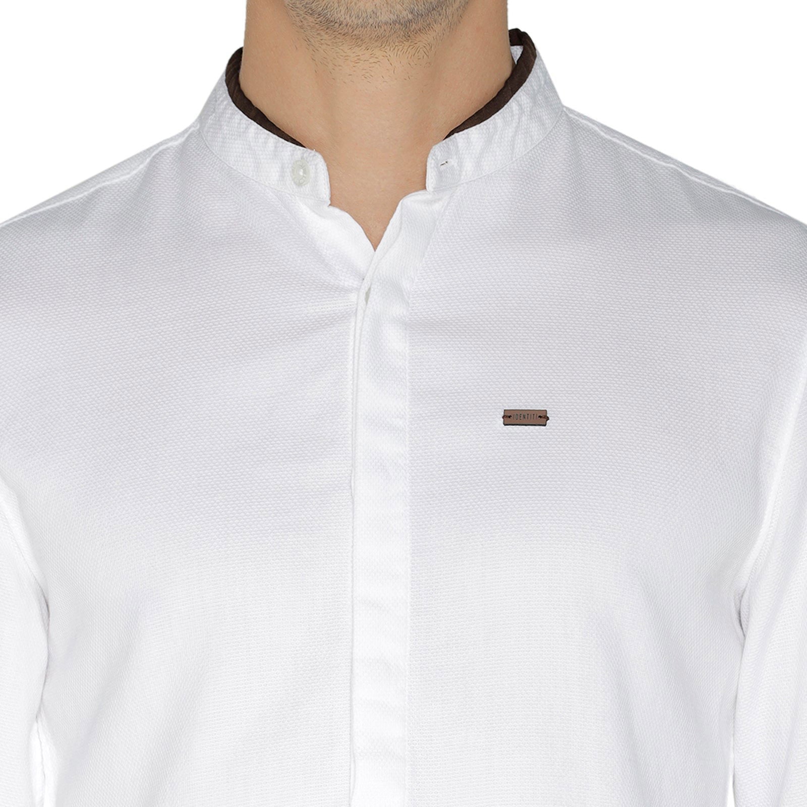 IDENTITI Men Slim Fit Mandarin Collar Solid Shirt