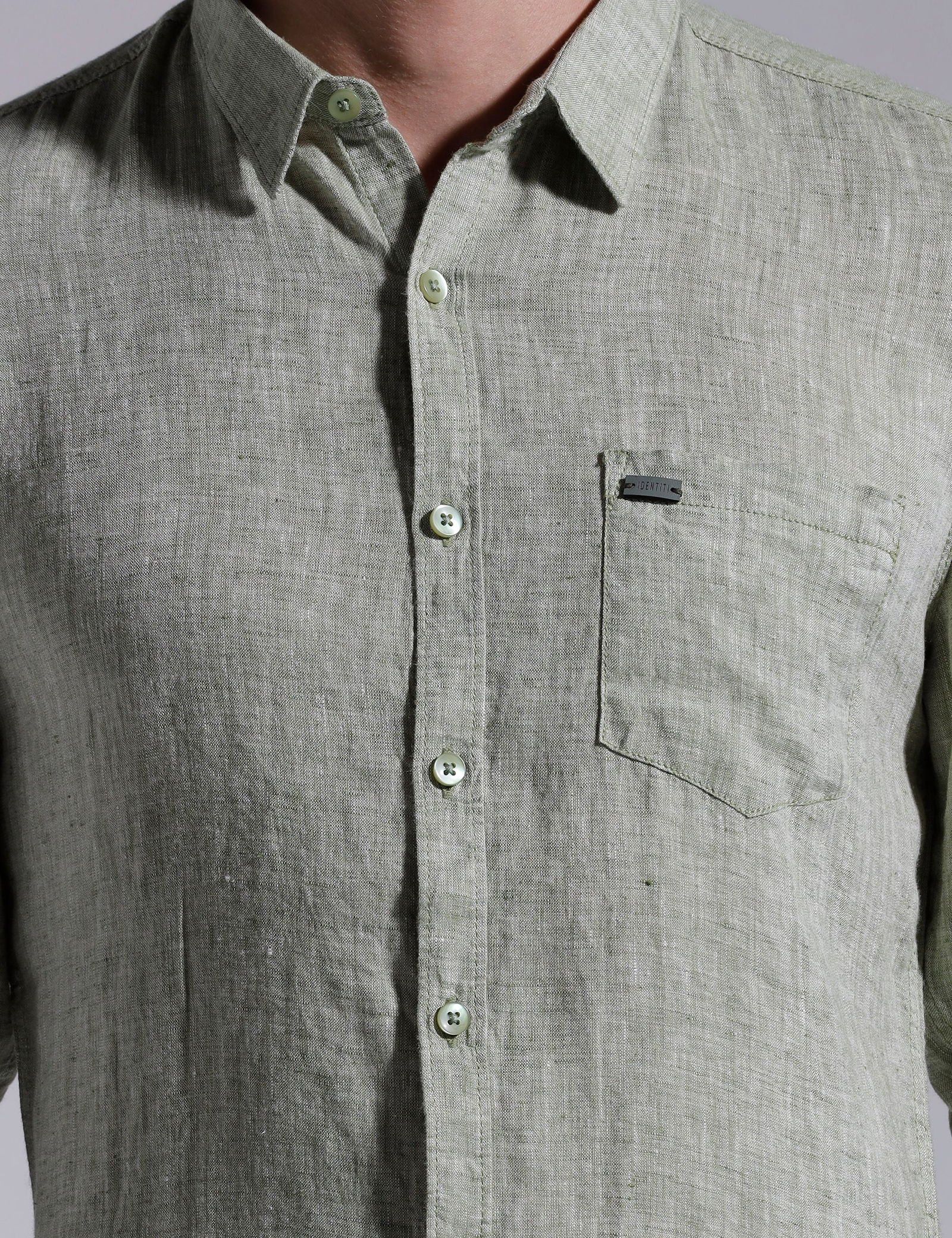 IDENTITI Men Slim Fit Regular Collar Solid Shirt