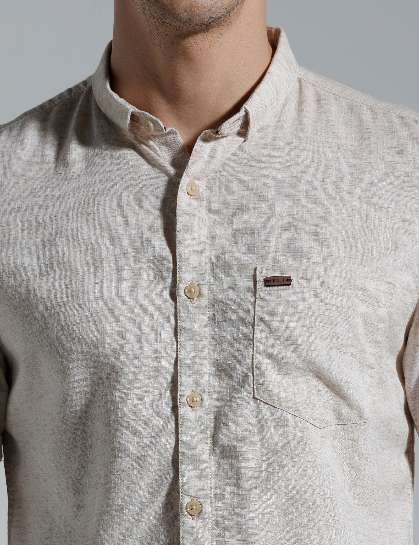 IDENTITI Men Slim Fit Short Collar Solid Shirt