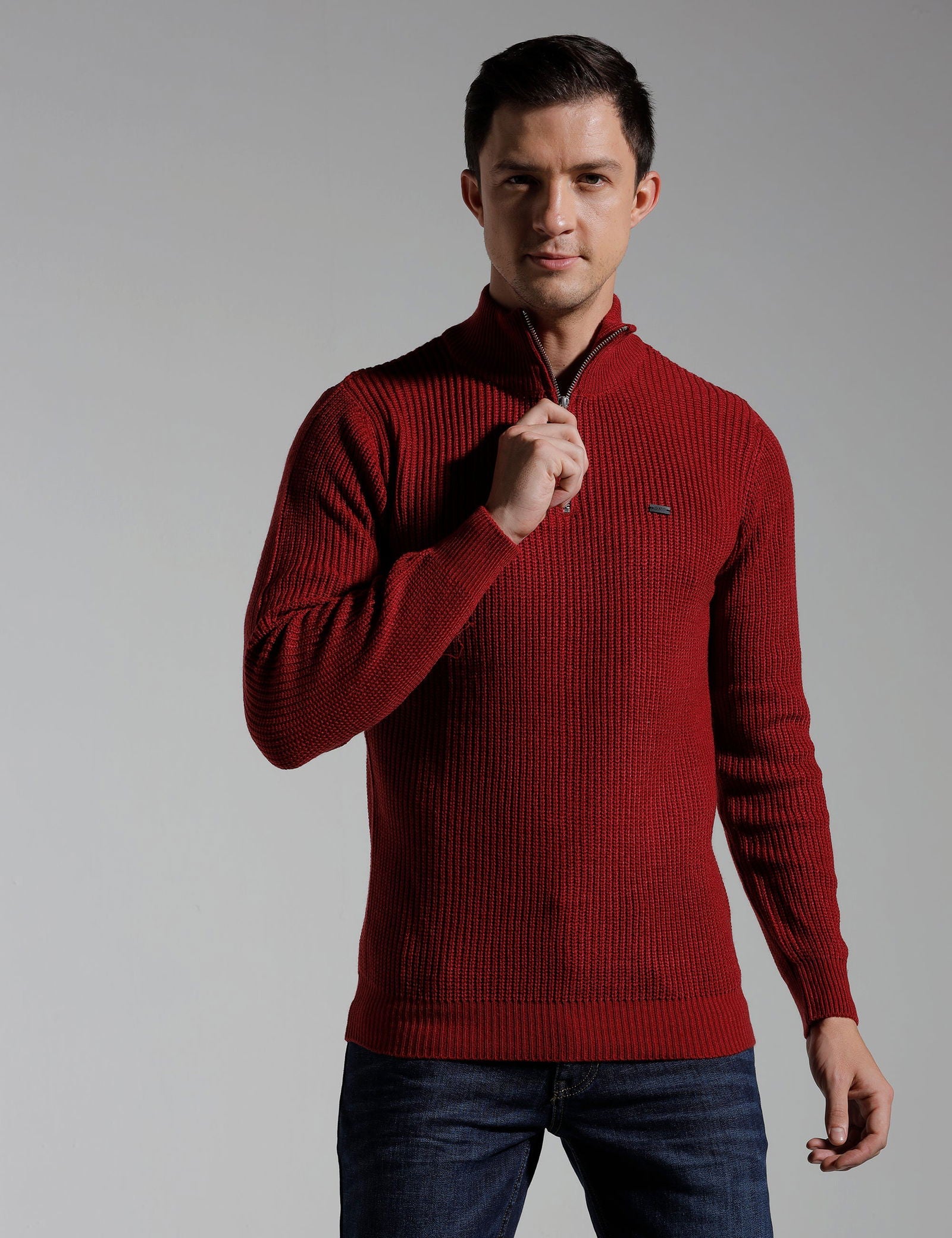 Identiti Full Sleeve Solid Slim Fit Cotton Casual Pull Over T-shirt For Men