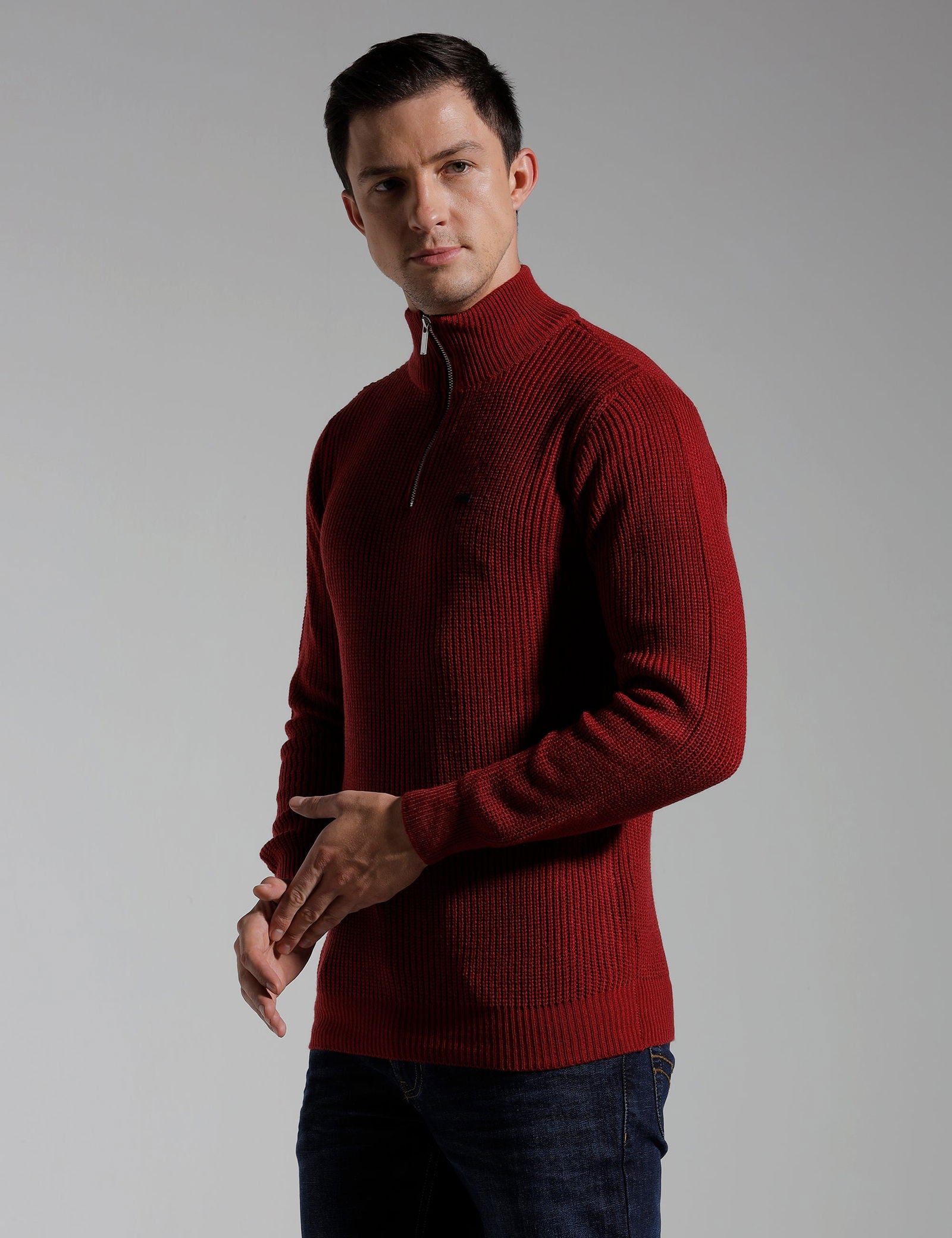 Identiti Full Sleeve Solid Slim Fit Cotton Casual Pull Over T-shirt For Men