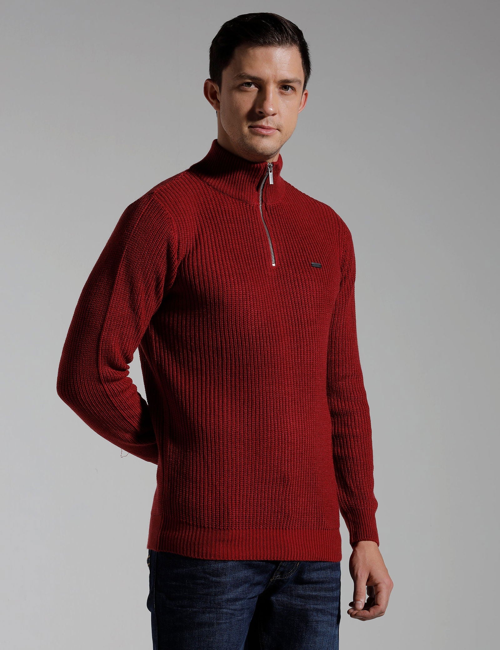 Identiti Full Sleeve Solid Slim Fit Cotton Casual Pull Over T-shirt For Men