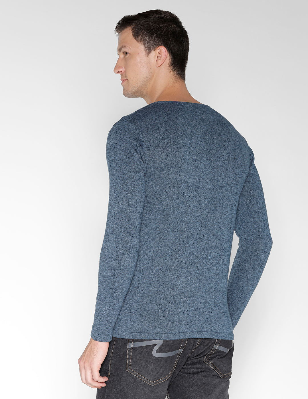 Identiti Full Sleeve Solid Slim Fit Cotton Casual Round Neck T-Shirt For Men