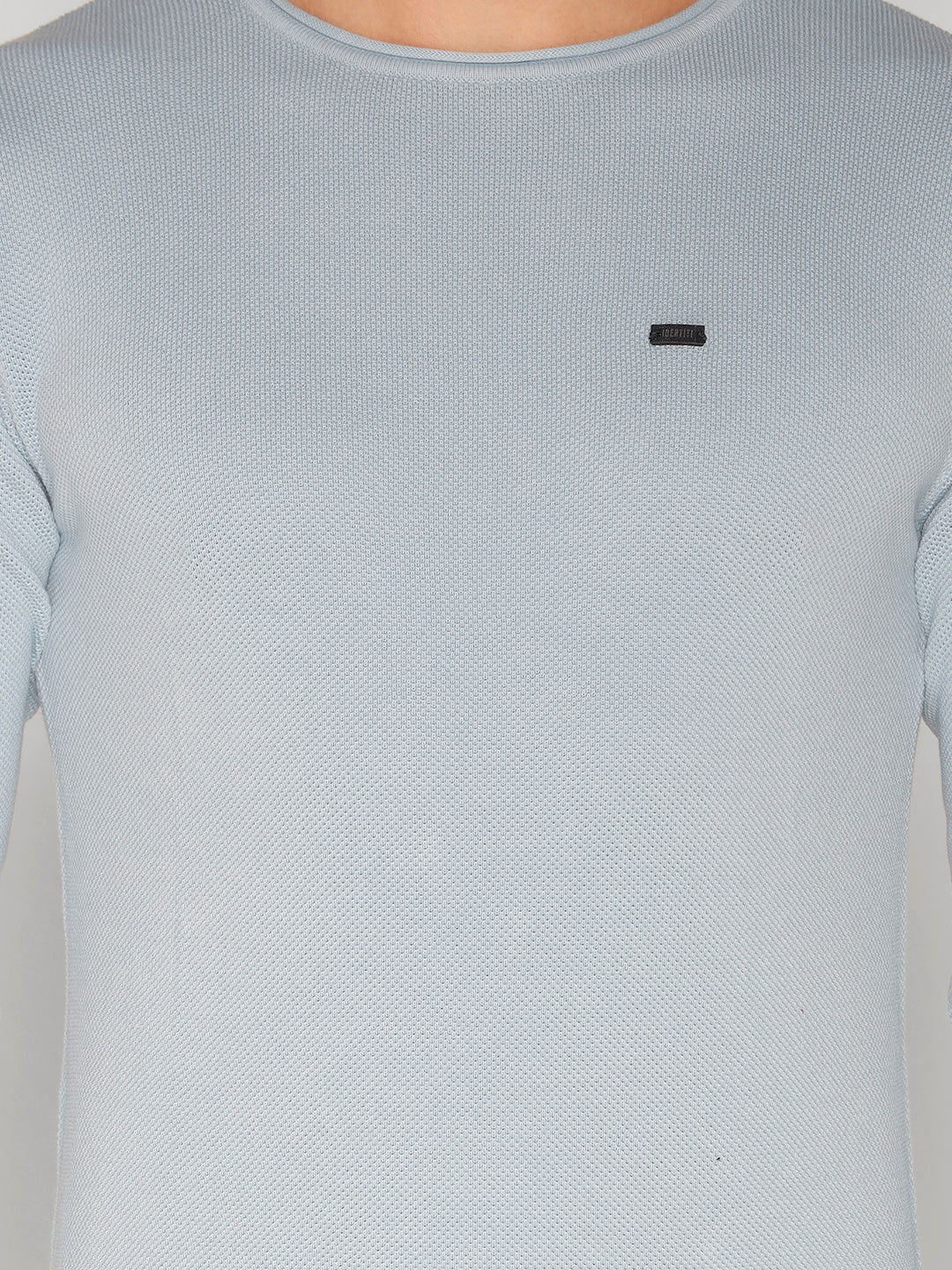 Identiti Full Sleeve Solid Slim Fit Cotton Casual Round Neck T-Shirt For Men