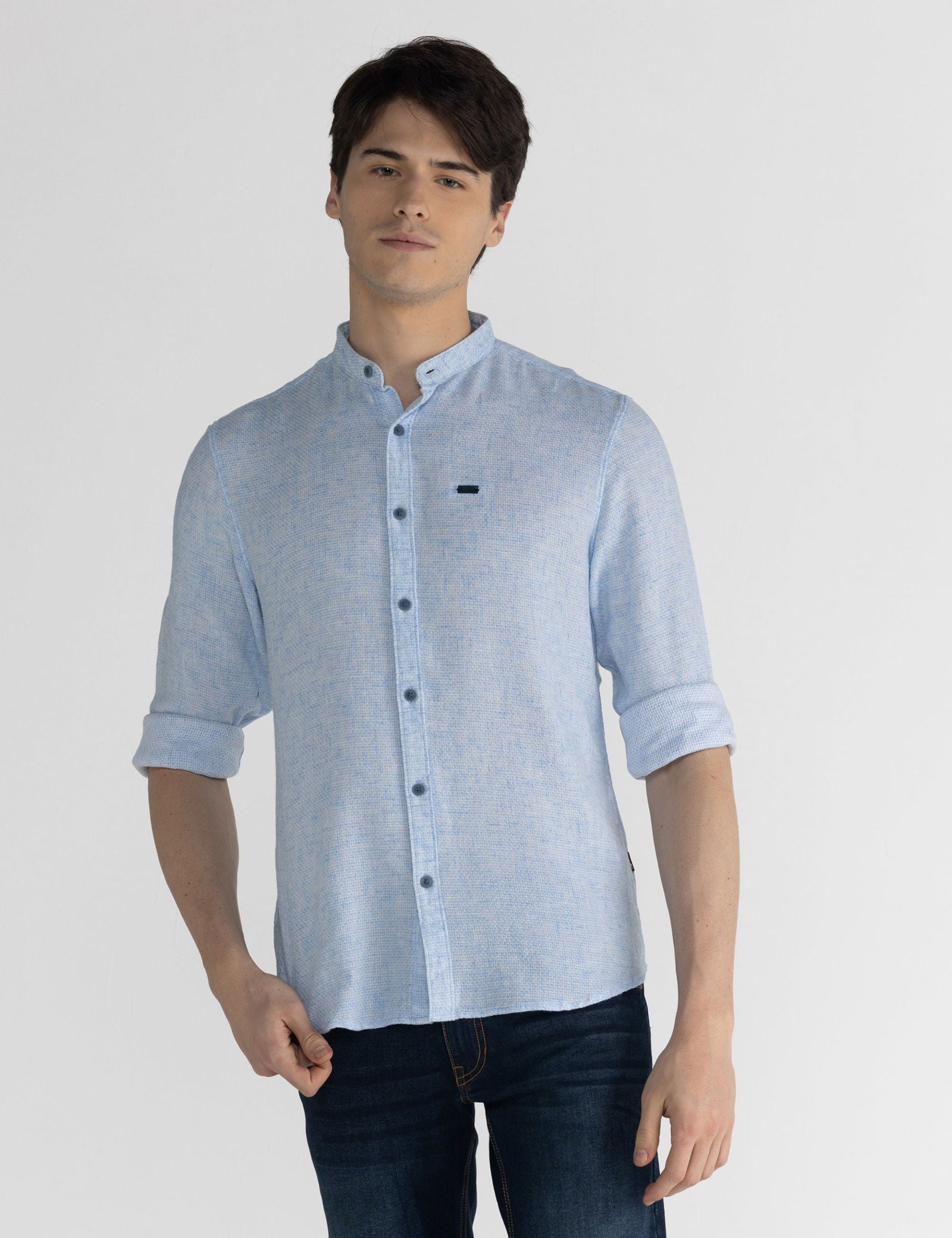 Identiti Men Mandarin Collar Shirt