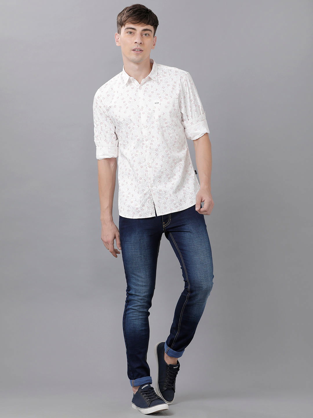 Identiti Men Slim Fit Satin Printed Shirt