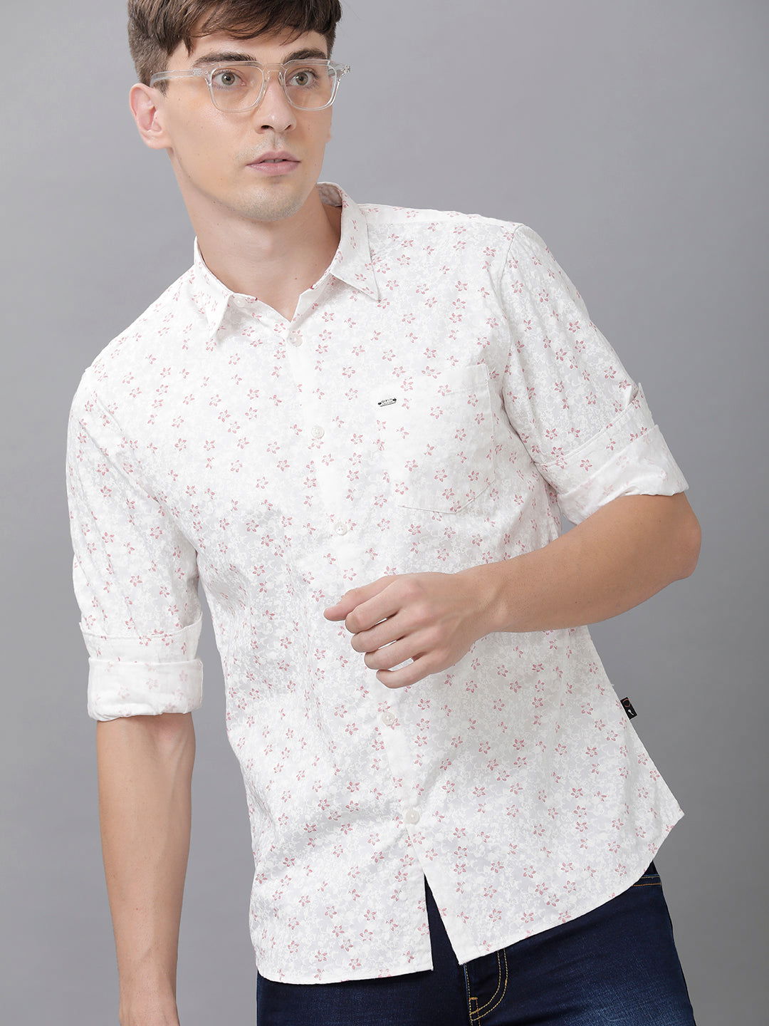 Identiti Men Slim Fit Satin Printed Shirt