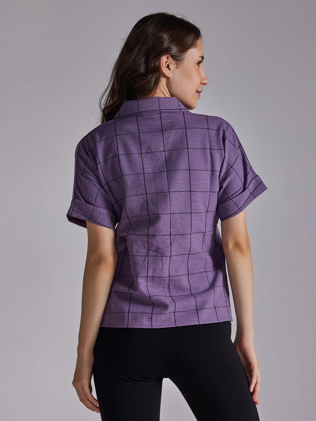 Identiti Women Checkered Casual Shirt - Purple.