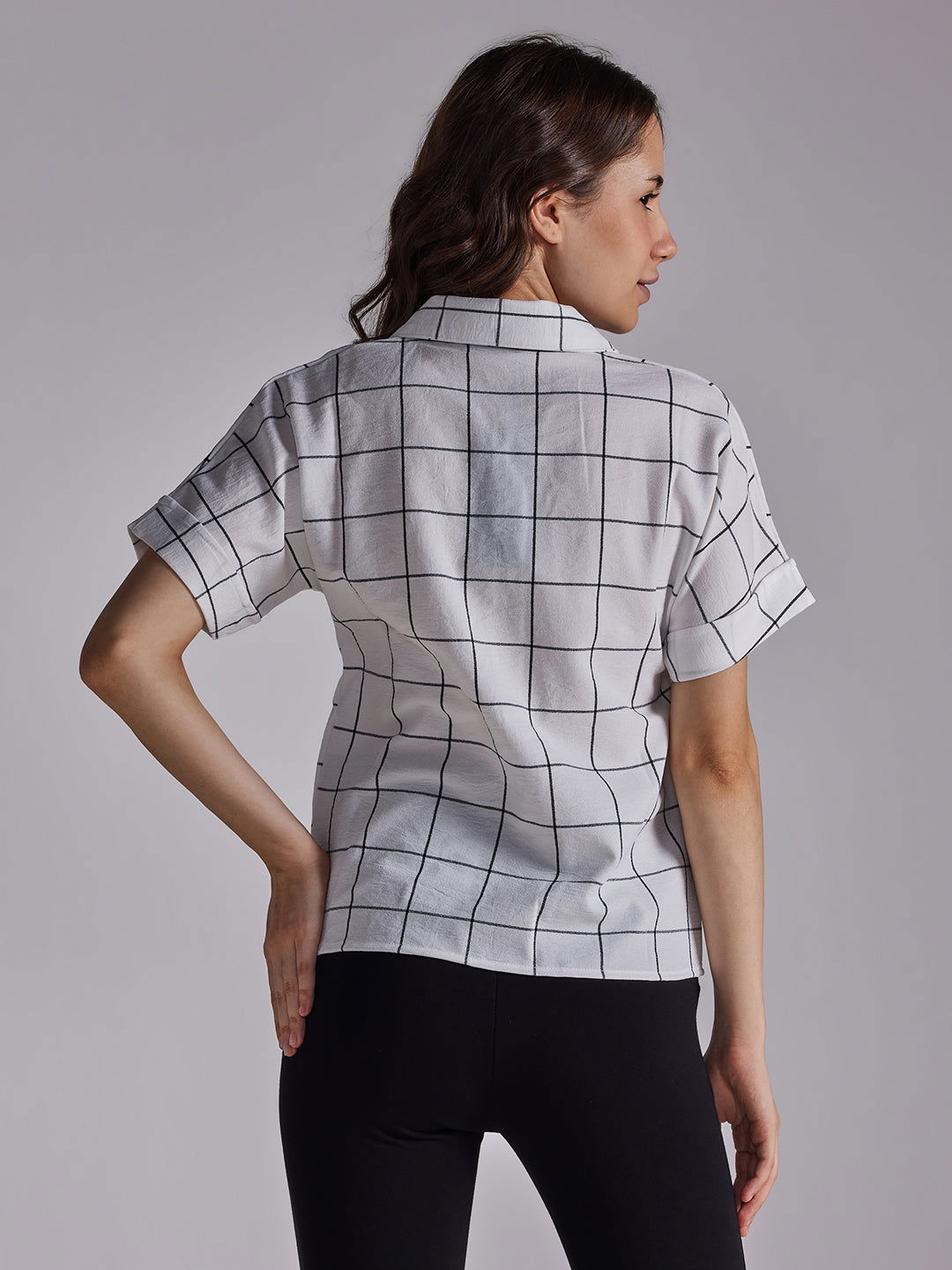 Identiti Women Checkered Casual Shirt - White.