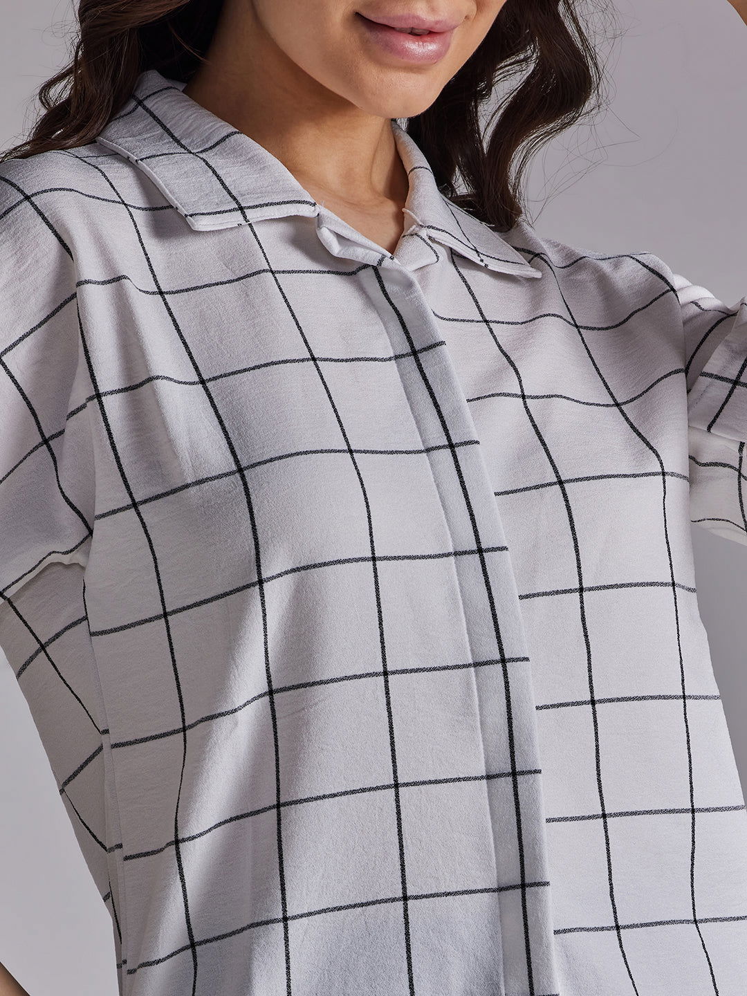 Identiti Women Checkered Casual Shirt - White.