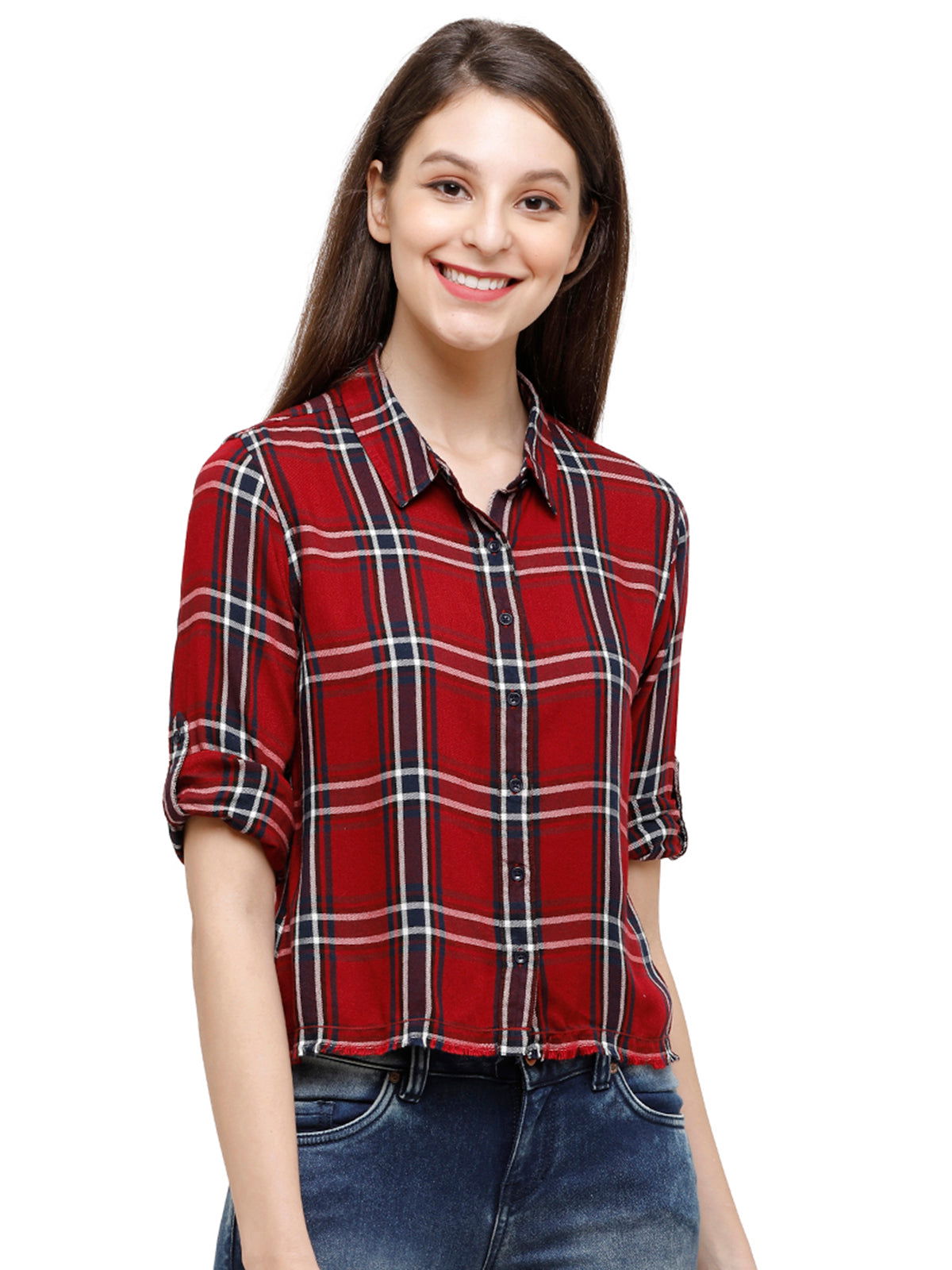 Identiti Women Checkered Slim Fit Casual Shirt