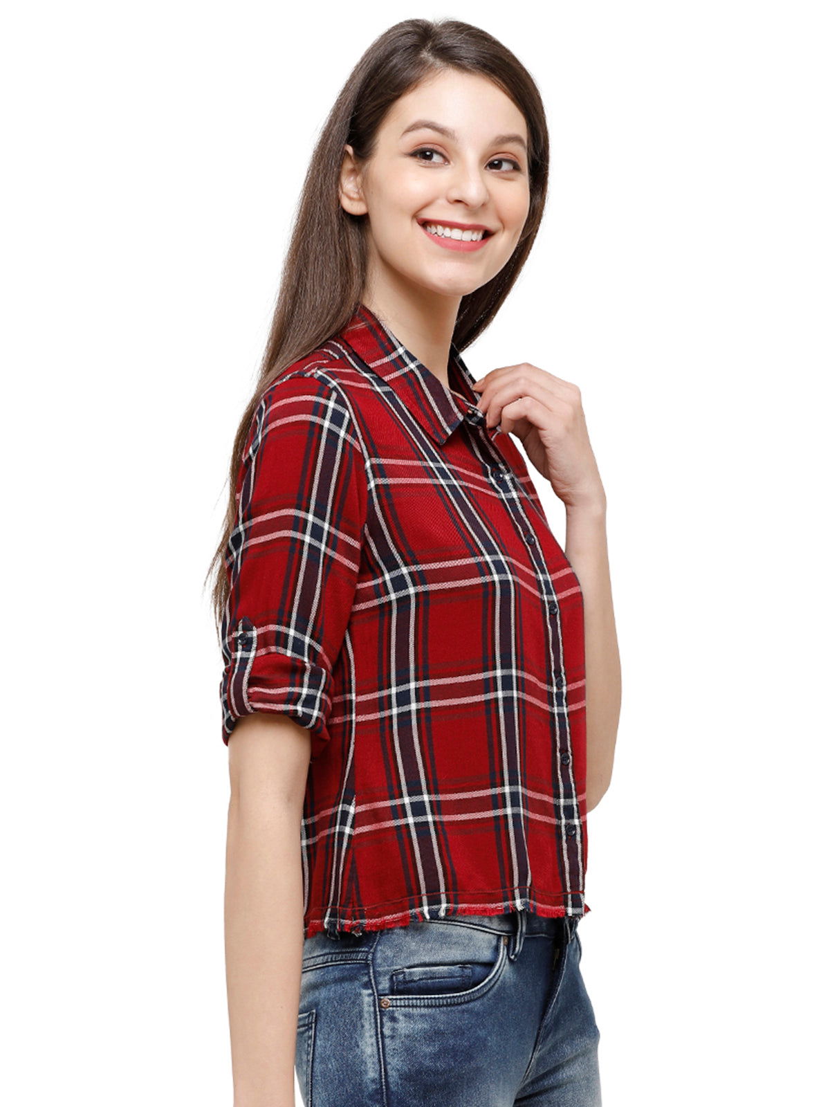 Identiti Women Checkered Slim Fit Casual Shirt