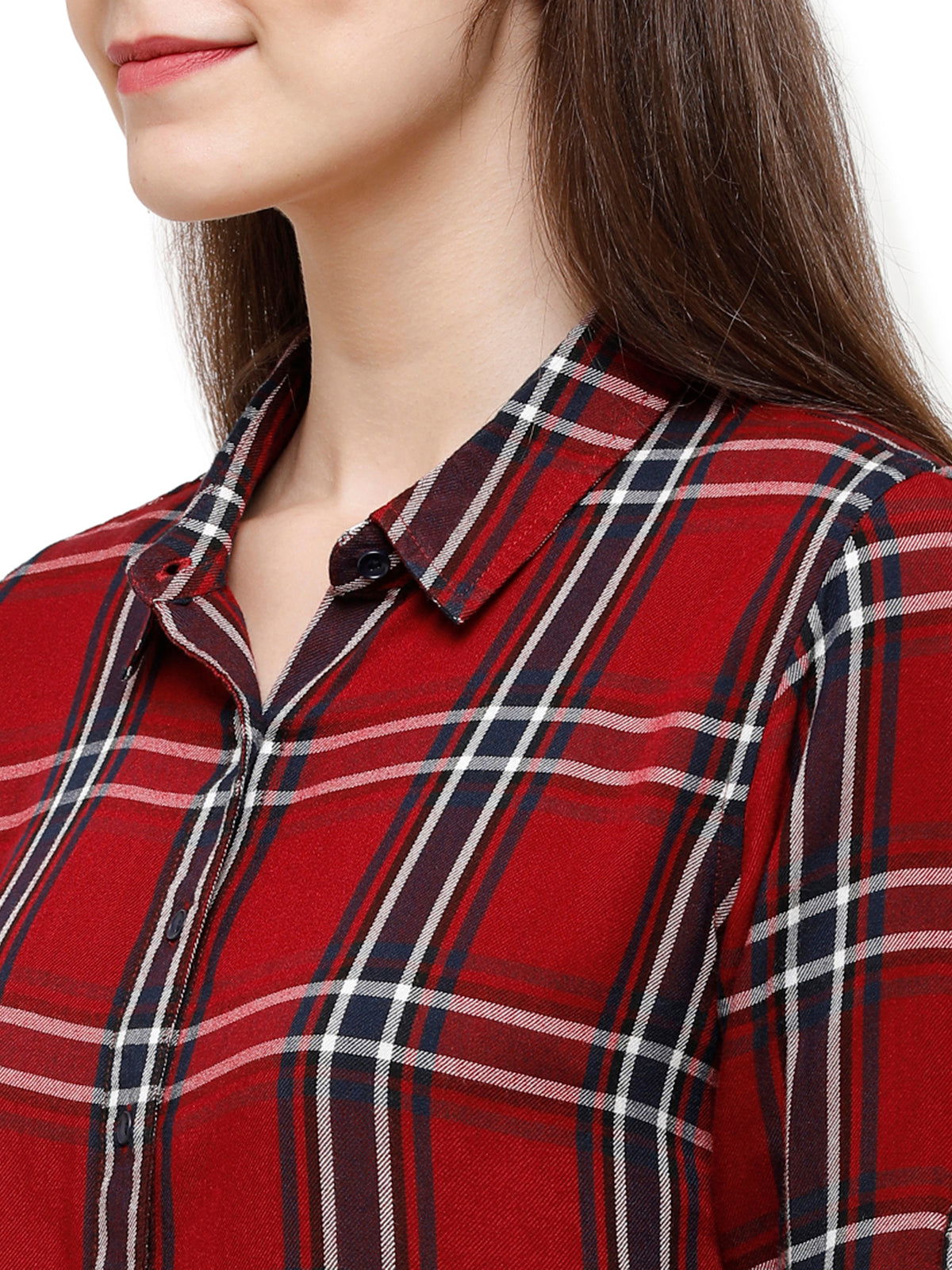 Identiti Women Checkered Slim Fit Casual Shirt