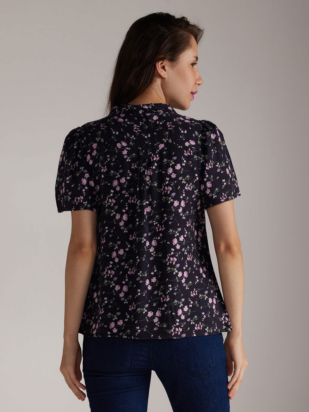 Identiti Women Printed Casual Top - Black.