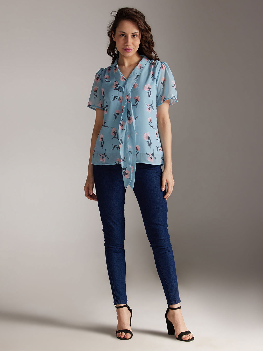 Identiti Women Printed Casual Top - Blue.