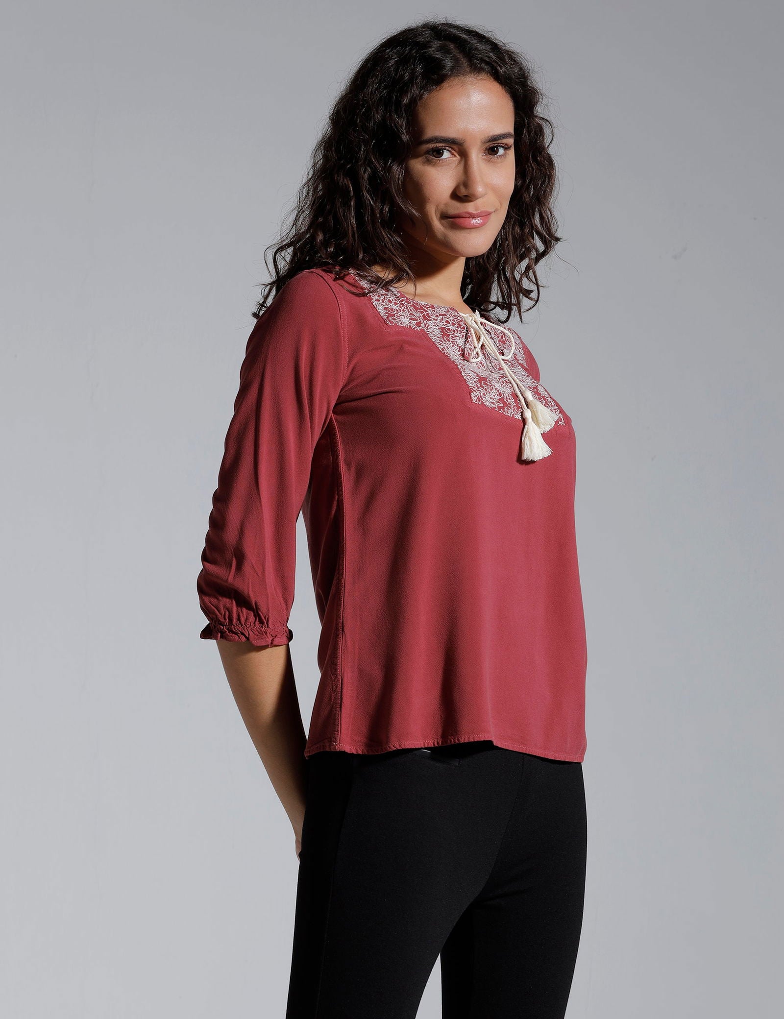 Identiti Women Solid Indo Western Top