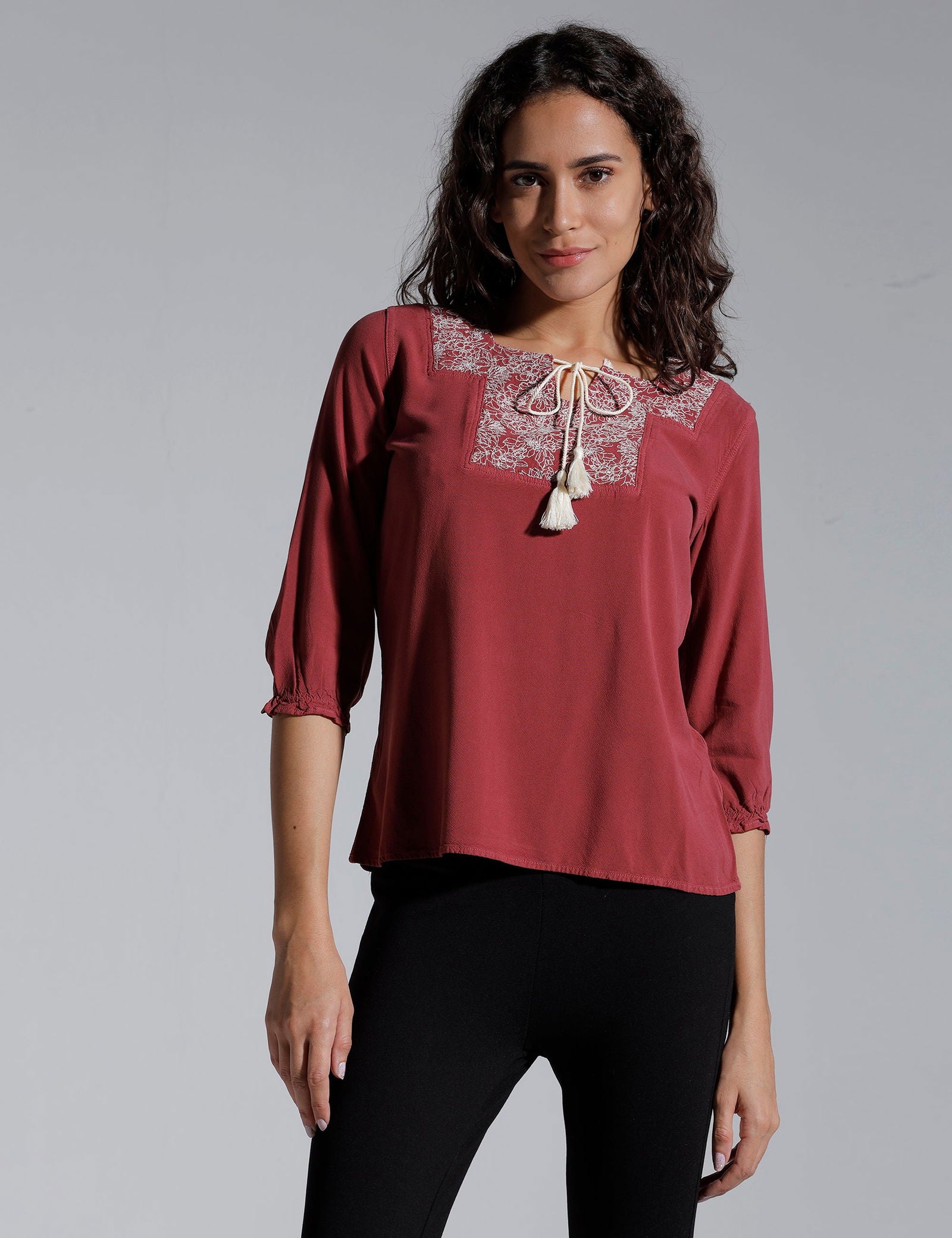 Identiti Women Solid Indo Western Top